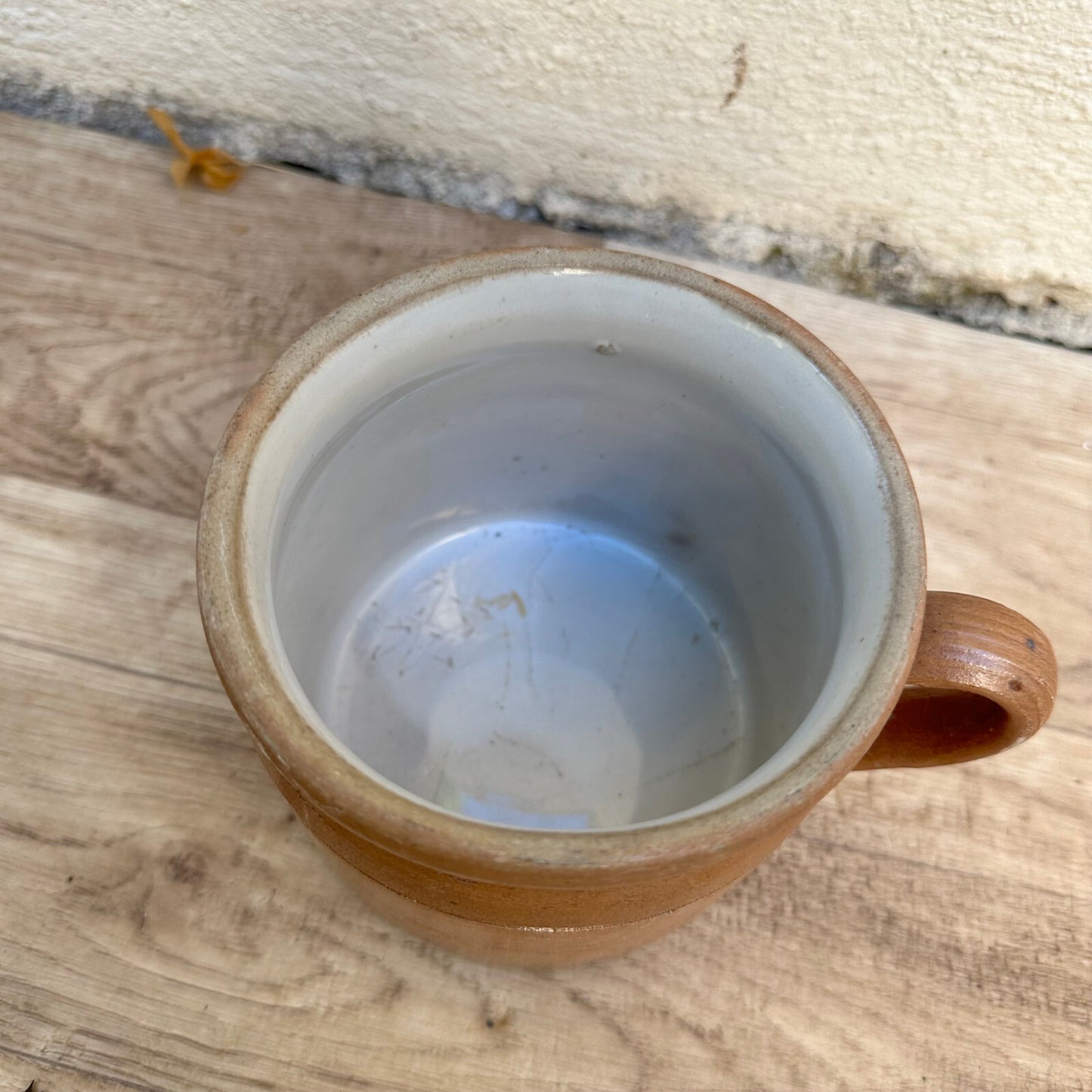 French Stoneware Confit Jar Brown Pottery Vintage Mug Cup 01112319 Made in France
