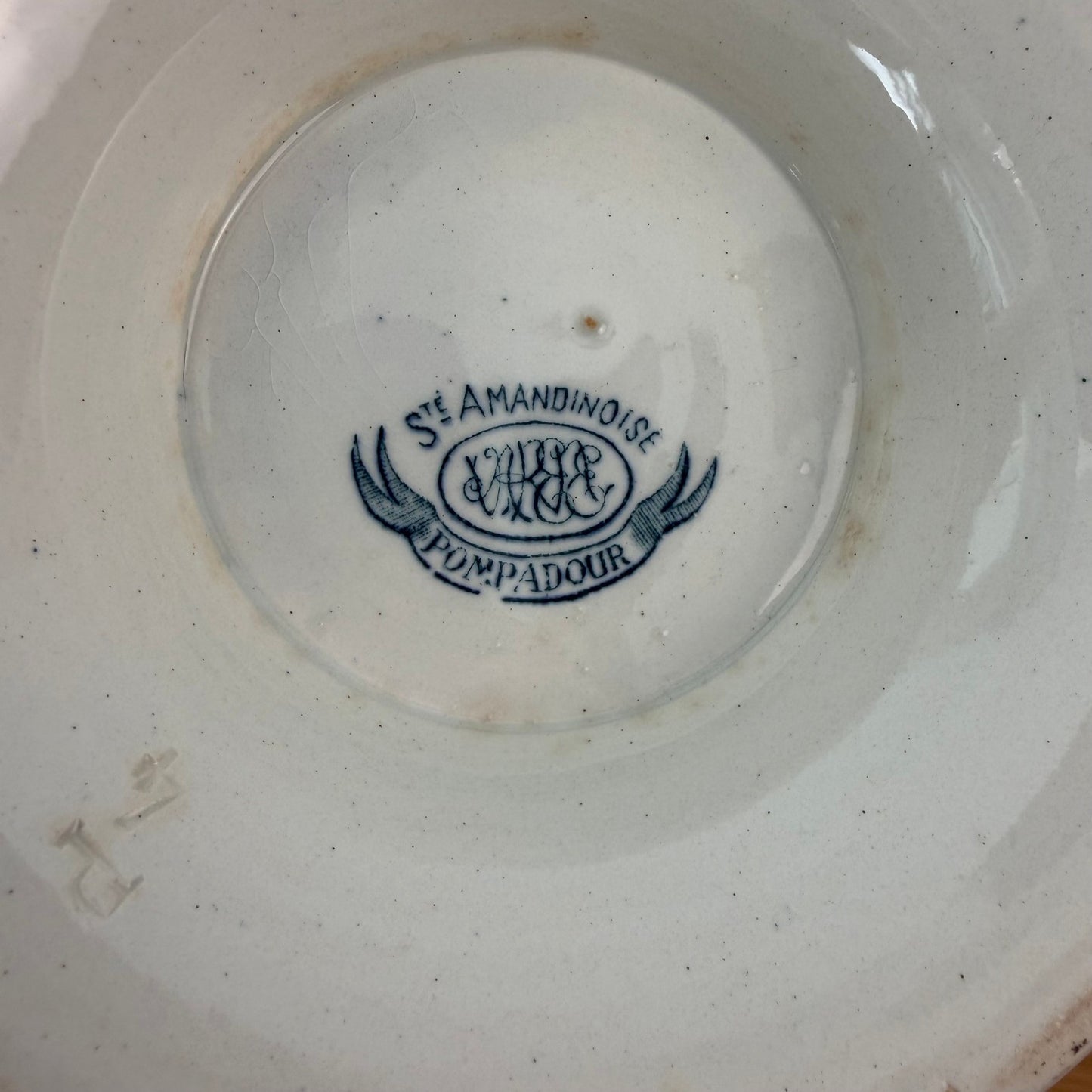 French Tureen Earthenware White Blue Fruits Bowl Terre De Fer 2210251