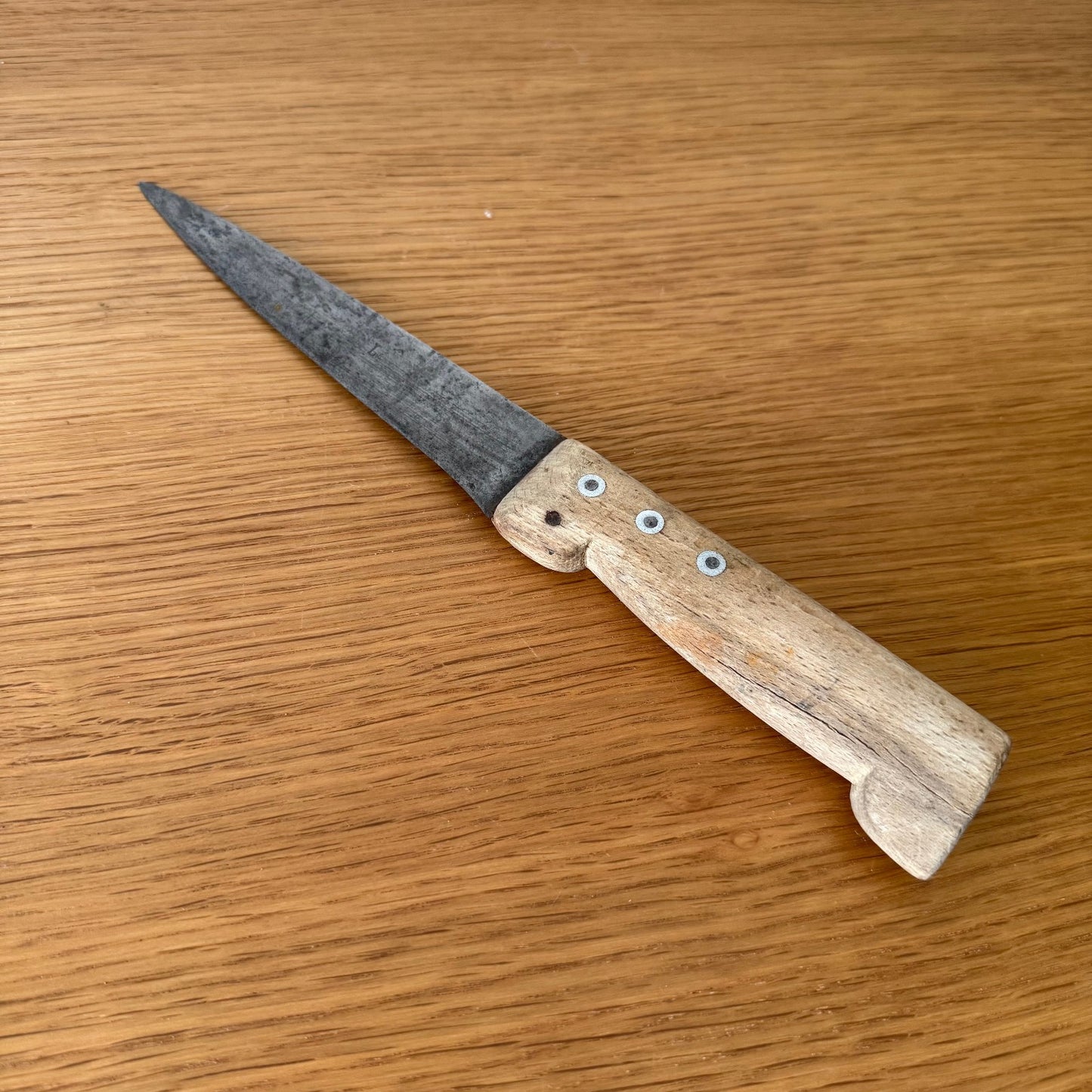 French Vintage Butcher Knife Wood Handle Carbon Steel Kitchen 11.5" 3007254 Unbranded