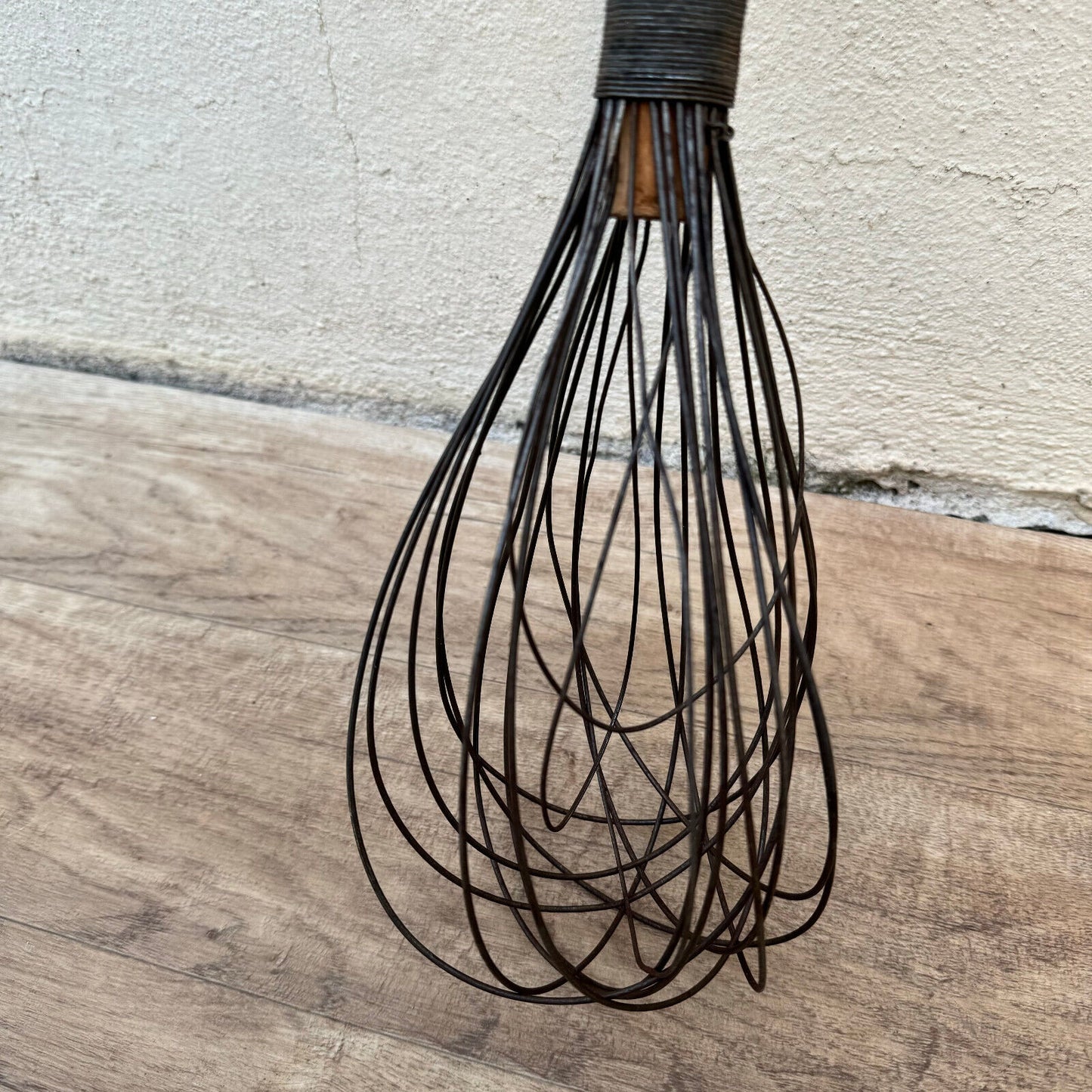 HUGE VINTAGE FRENCH WIRE WHIP WHISK WOODEN HANDLE KITCHEN UTENSIL 20" 2604245 Unbranded