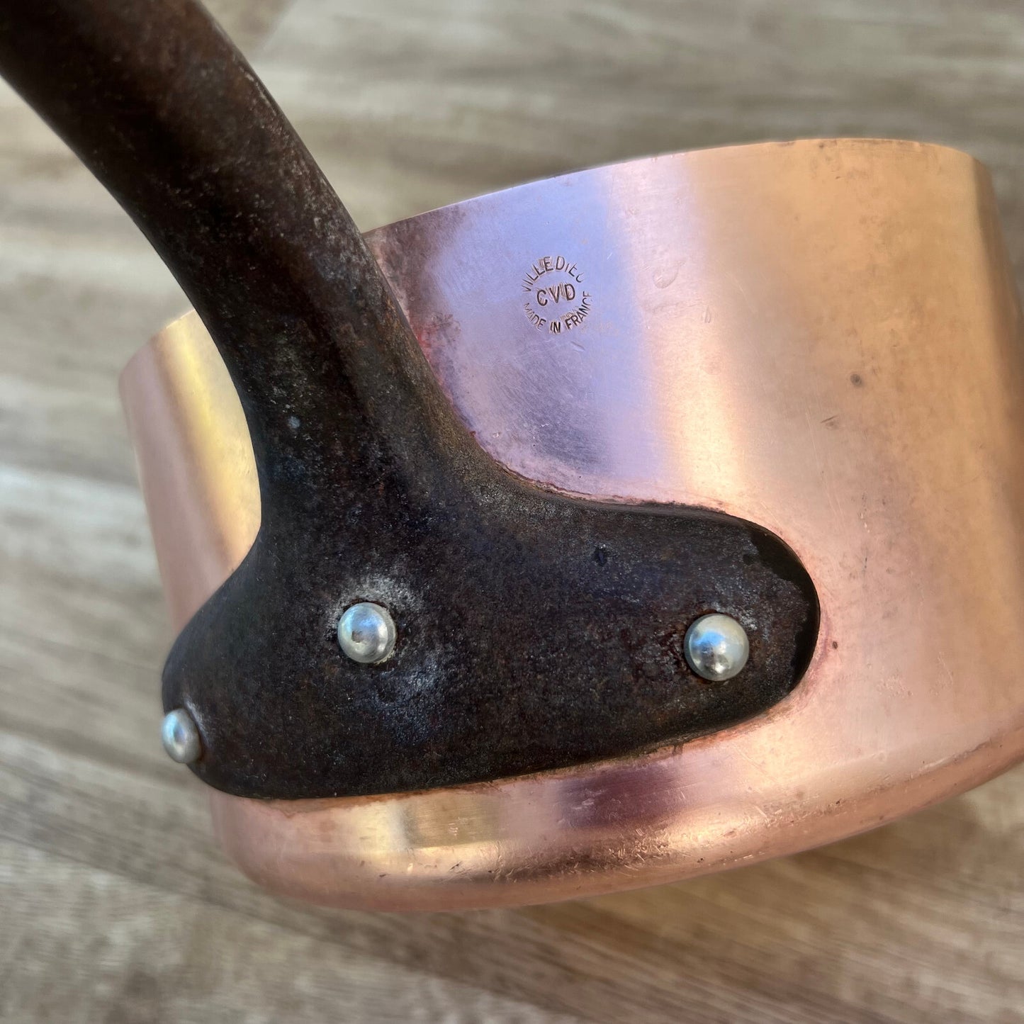 French Copper Saucepan Villedieu Tin Lined 7.25" 2mm Vintage 2.2kg 0808209 Unbranded
