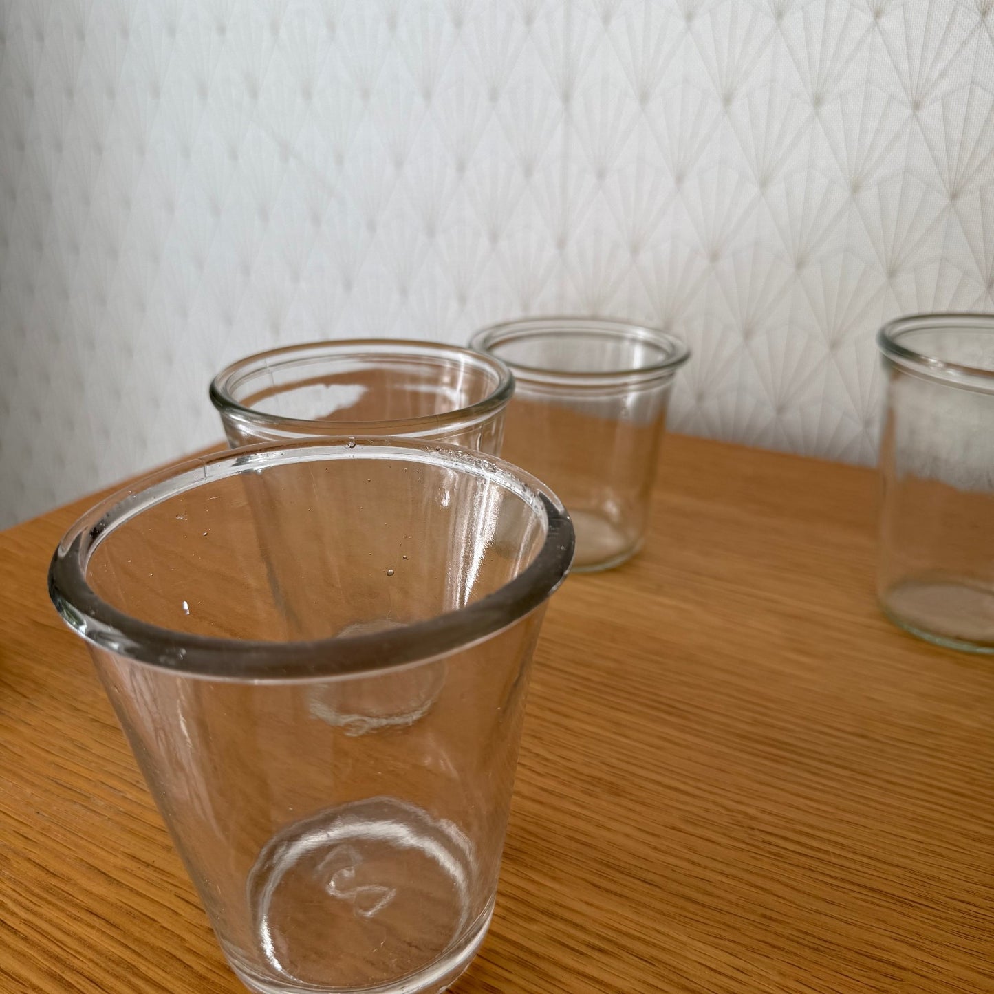 5 Vintage French Glass Jam Jelly Jar Pot Preserving Glass 2608256