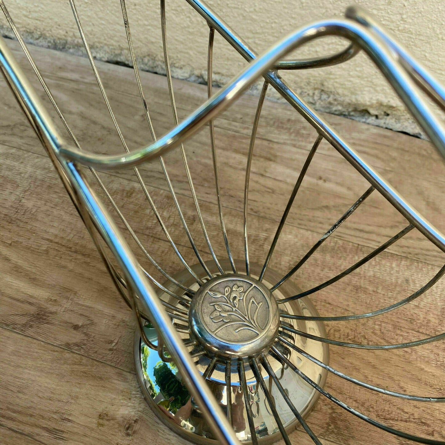 French Silver Plated Vintage Wine Basket Bottle Holder Serving 3110217 Handmade