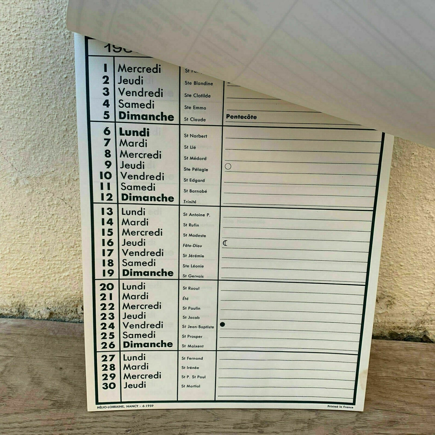 1960 AD OLD CHAMPAGNE FRENCH CALENDAR DE CASTELLANE 25061912 - Fleamarketfrance