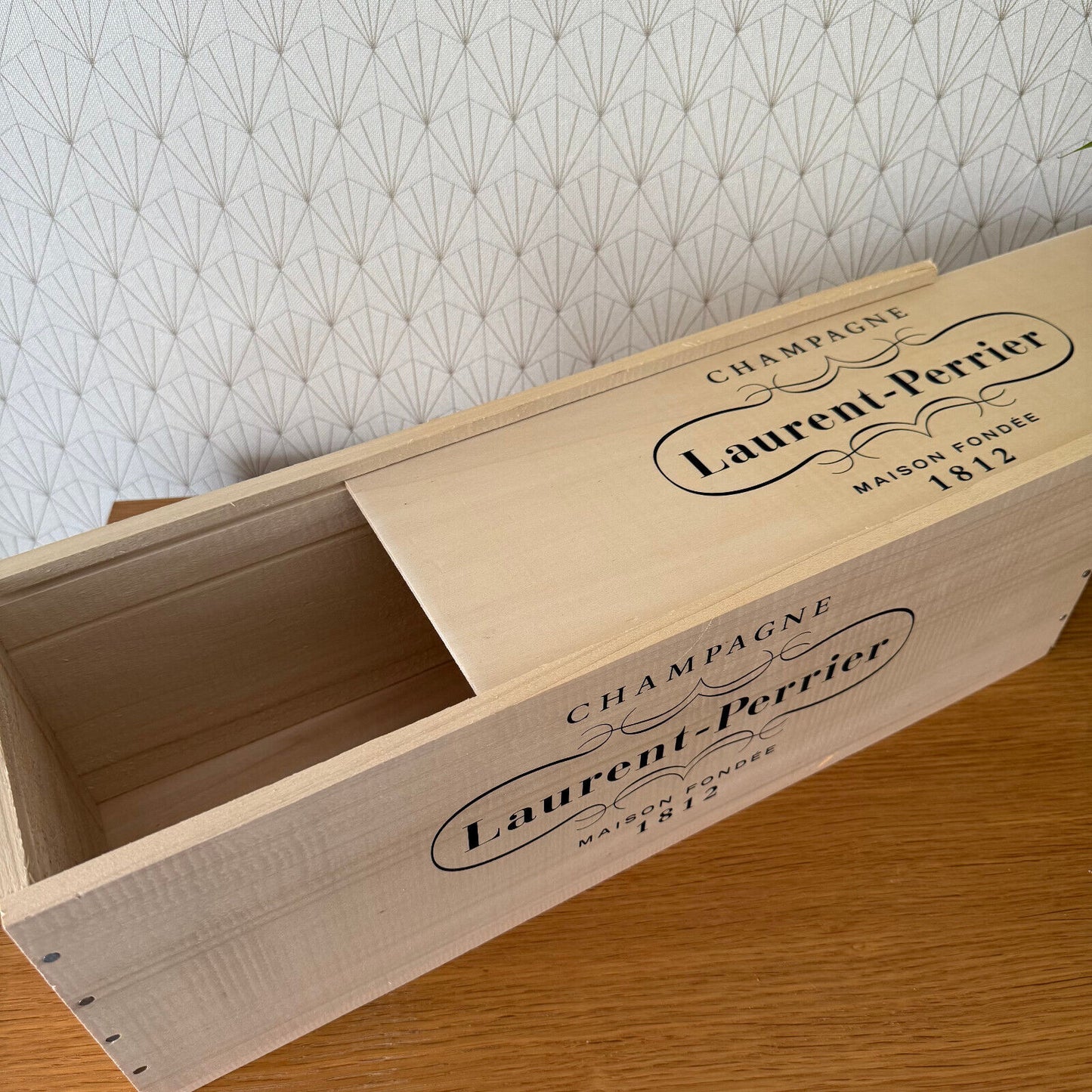 Big French Laurent Perrier Champagne Bottle Crate Box 26" 2502252 - Fleamarketfrance