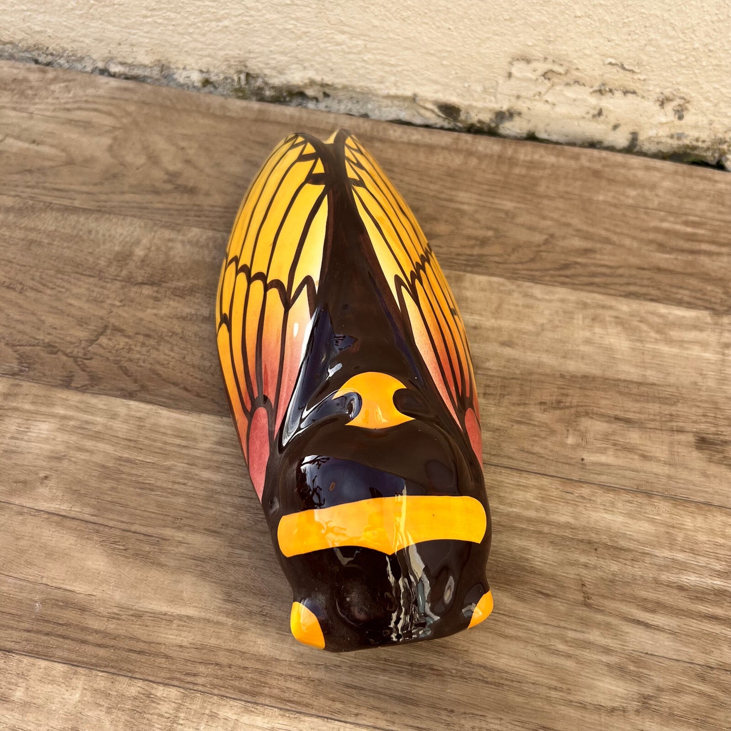 French Majolica Cicada Wall Pocket Vase Provence 1960s Vintage 2811225 Unbranded