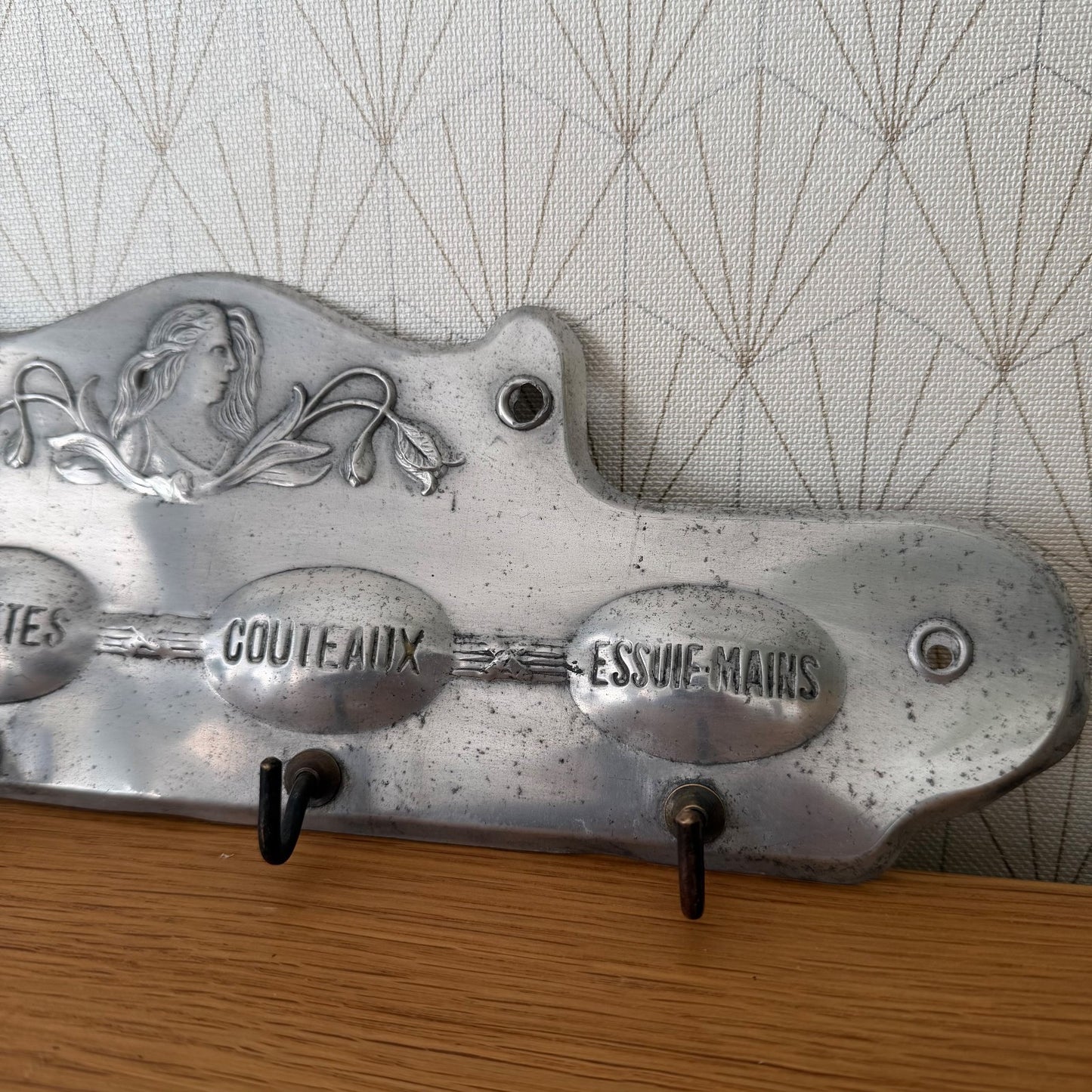 Vintage French Kitchen Towel Rack Metal Wall Hanging Dishcloth Holder 1805261 Unbranded
