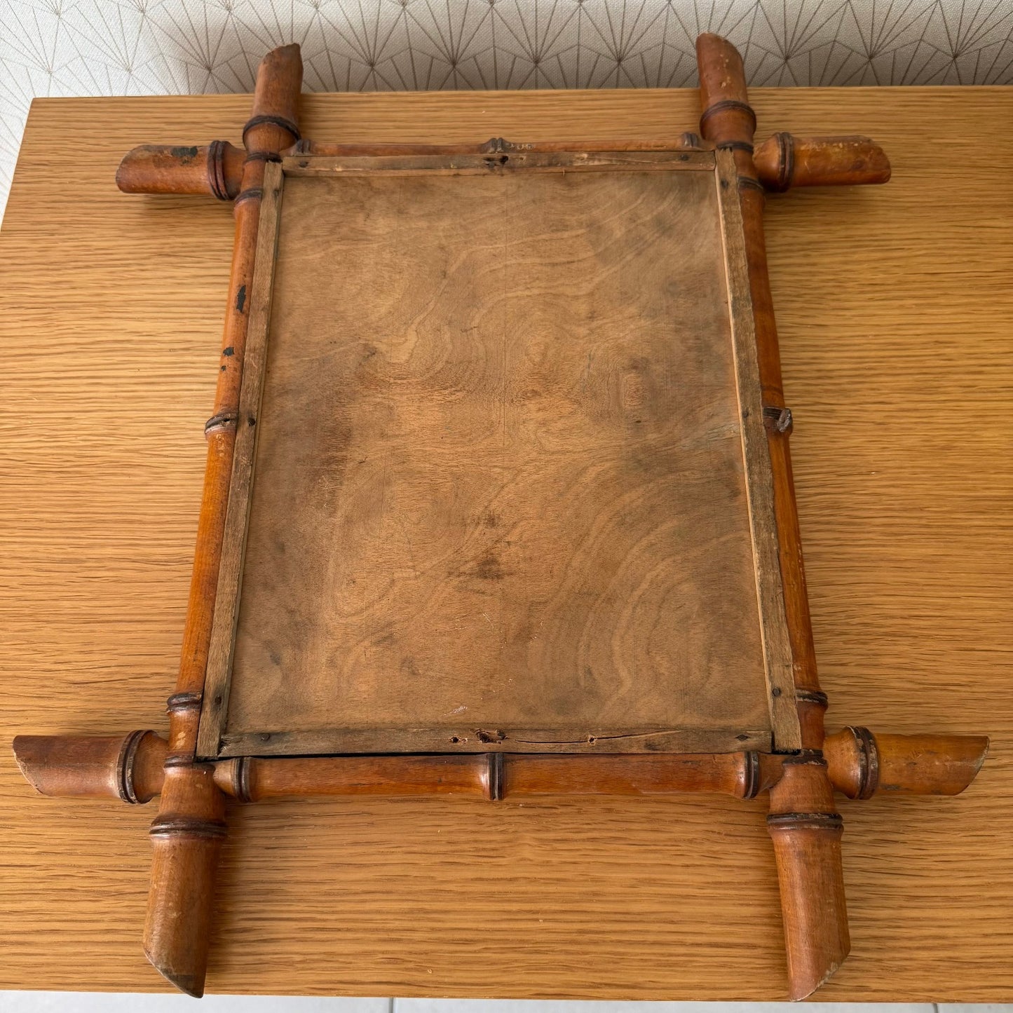 Vintage French wood faux bamboo WALL-HANGING MIRROR 03072513