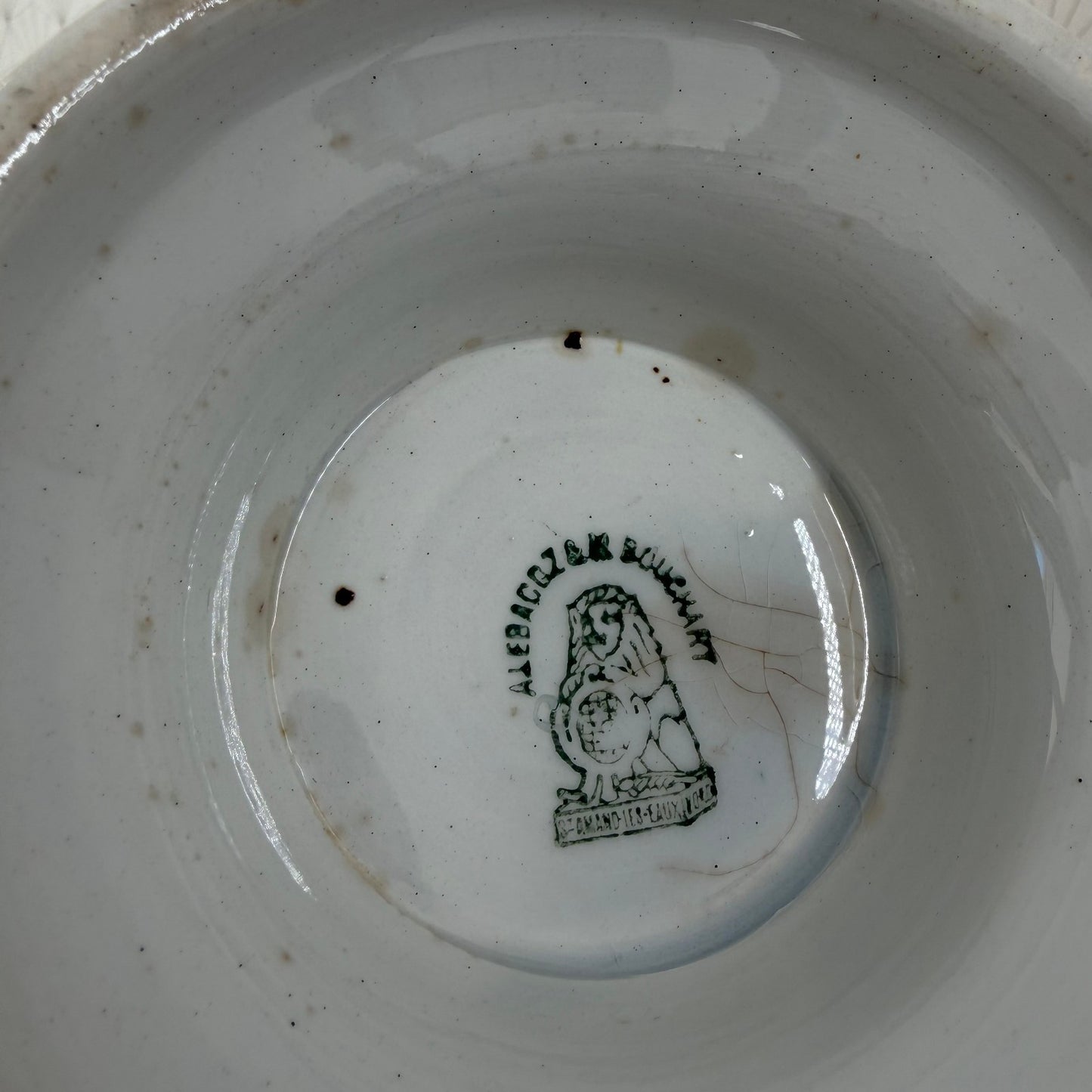 French Tureen Earthenware White Fruits Bowl Terre De Fer St Amand 0111253