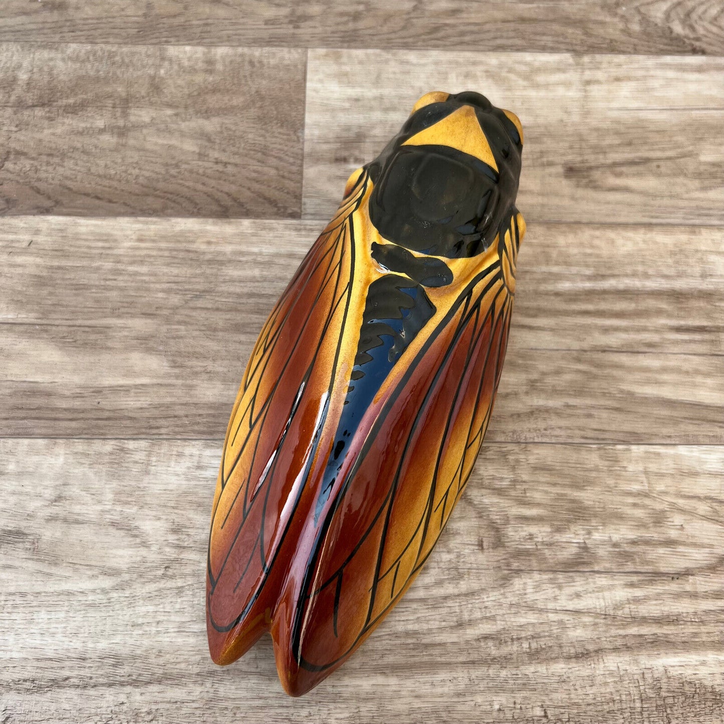 Vintage French MAJOLICA CICADA WALL POCKET VASE Provence BIG 12102419 Unmarked