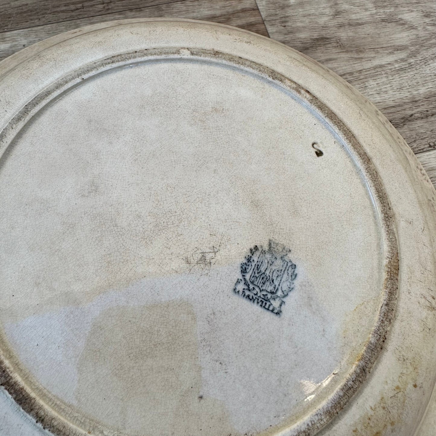 Antique French Ironstone Bowl Terre de Fer Serving Dish Stamped 3011234 Fleamarketfrance