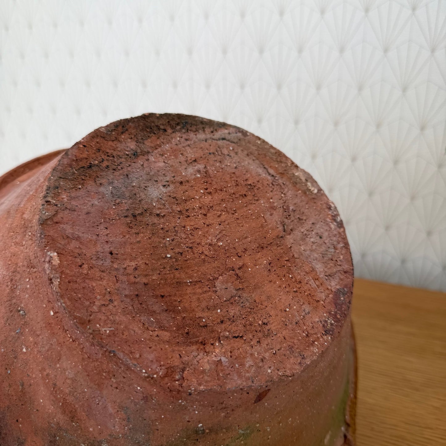 VINTAGE FRENCH GLAZED TERRACOTTA SALAD MIXING BOWL TERRINE TIAN 11 3/4" 111259