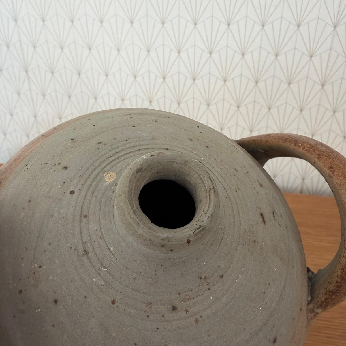 Antique French Stoneware Jug Handmade Earthenware Pitcher Pottery 04092618