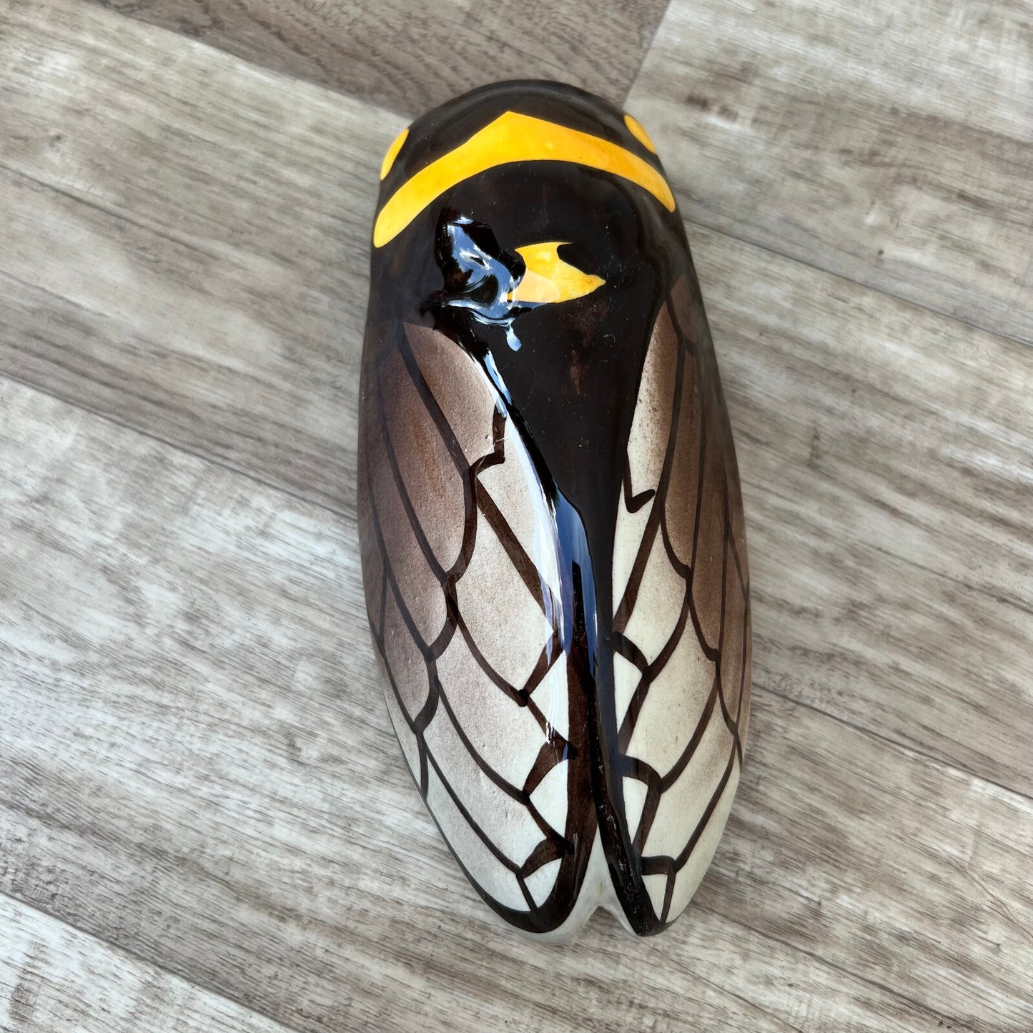 Vintage French MAJOLICA CICADA great shape WALL POCKET VASE 8 1/4" 2008225 Unmarked