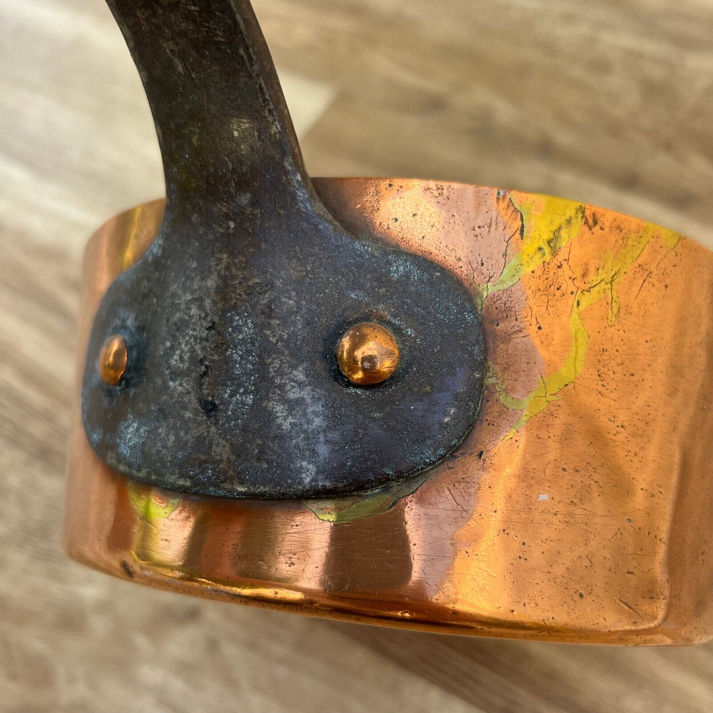 Antique casserole Pan culinair French COPPER dovetailed 0907225 - Fleamarketfrance