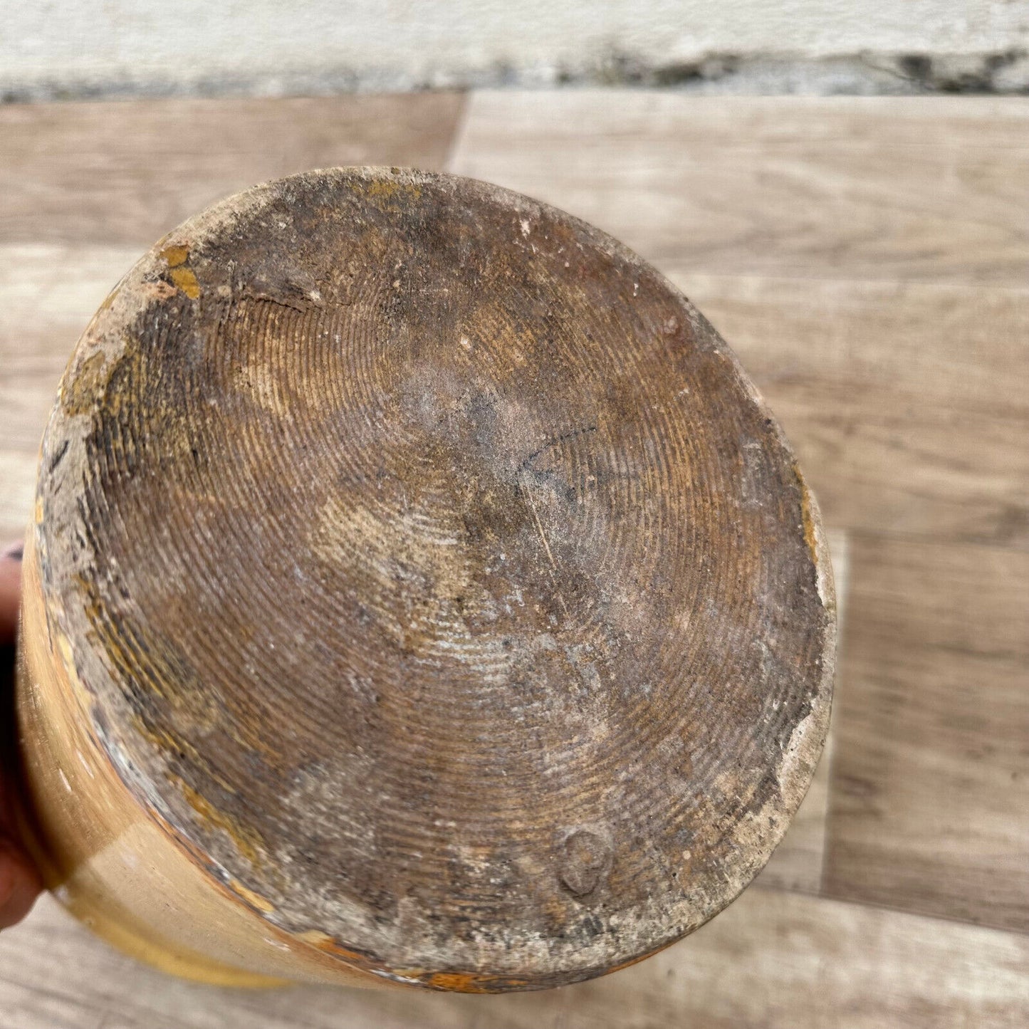 HANDMADE GLAZED YELLOW FRENCH CONFIT JAM POT SMALL TERRACOTTA 7 1/4" 1105234 - Fleamarketfrance