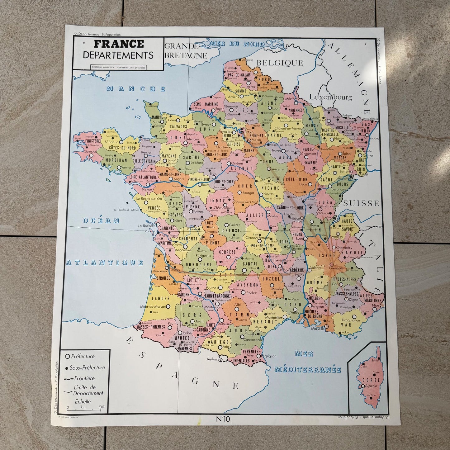 Vintage French Educational School Map Poster Geography Double-Sided 2008263 Fleamarketfrance