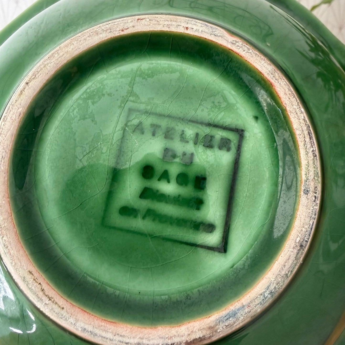 Atelier Du Sage France Soup Bowls Set of 2 Hand Painted Green Dieulefit 201026 Atelier Du Sage