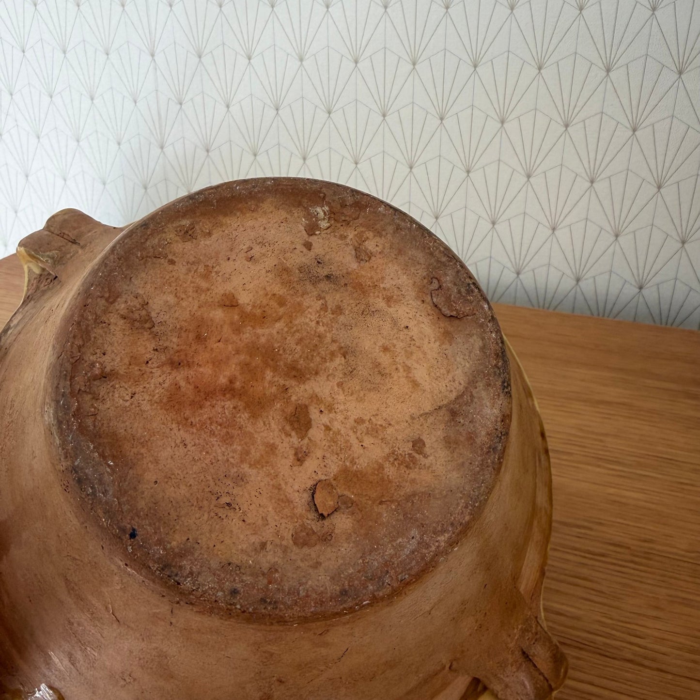 Vintage French Pottery Tian Bowl Yellow Terracotta Mixing 8.5" 2210254 Fleamarketfrance : French vintage and antique decor