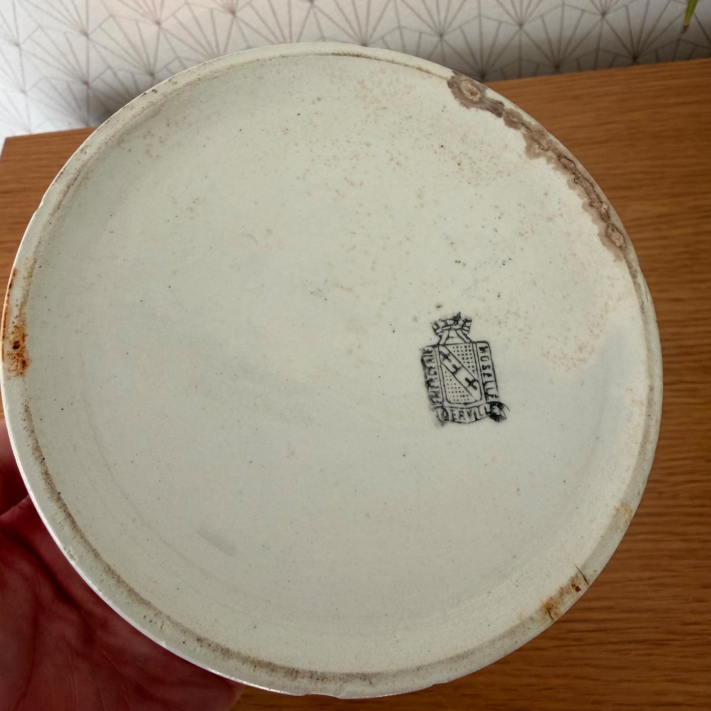 French Stoneware Crock White Confit Jam Pot 5.25" Vintage Kitchen 1602254 Unmarked