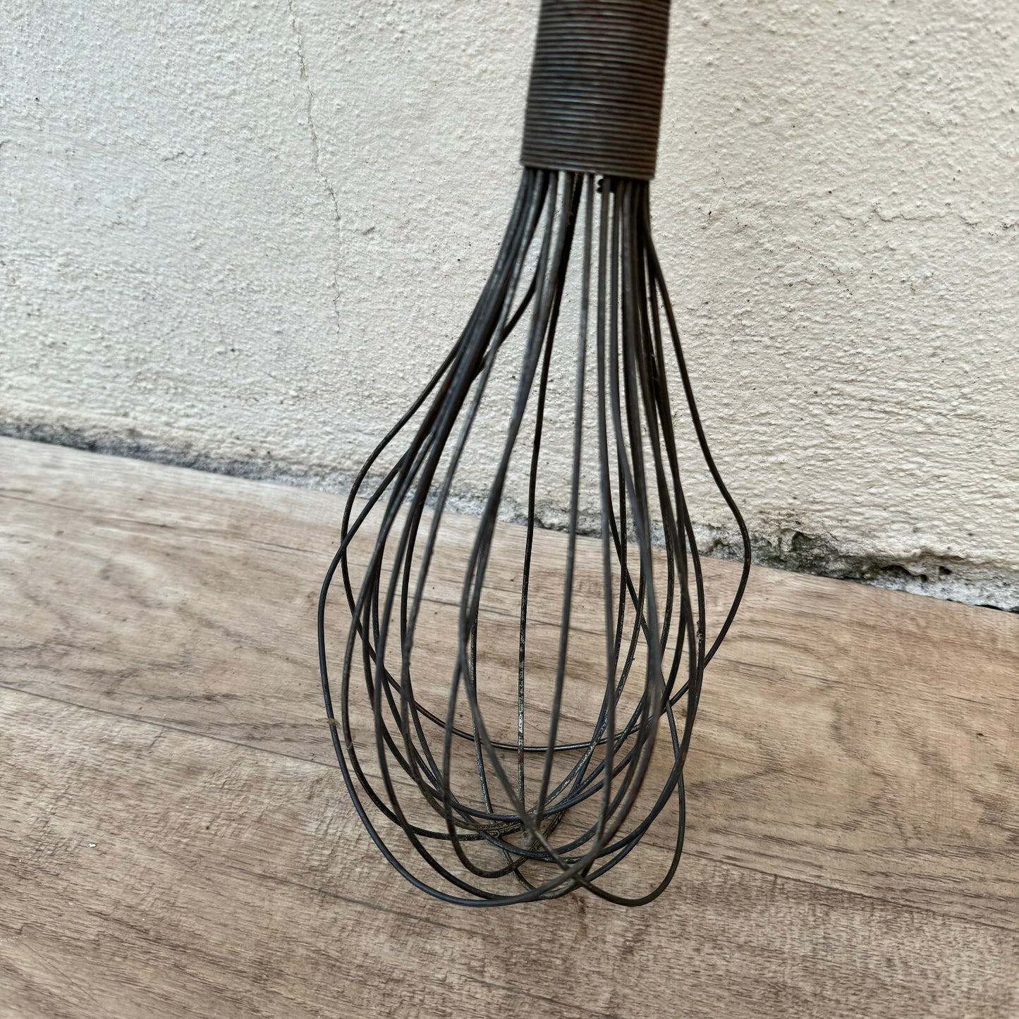 Large French Wire Whisk Vintage Wooden Handle Kitchen Tool 15" 2604247 Unbranded