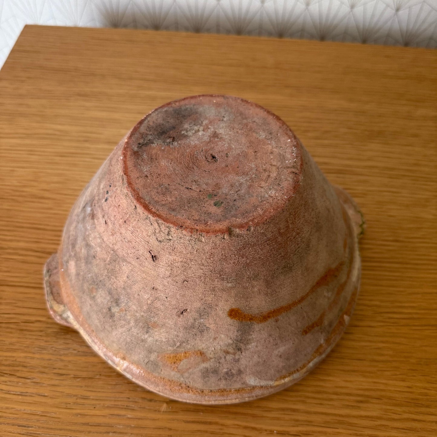 VINTAGE FRENCH GLAZED TERRACOTTA SALAD MIXING BOWL TERRINE TIAN 8 3/4" 2904254