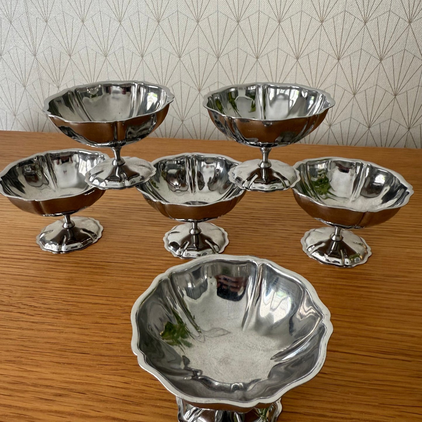 Set Of 6 Vintage Inox European Stainless Goblet Ice Cream Cup 3007258