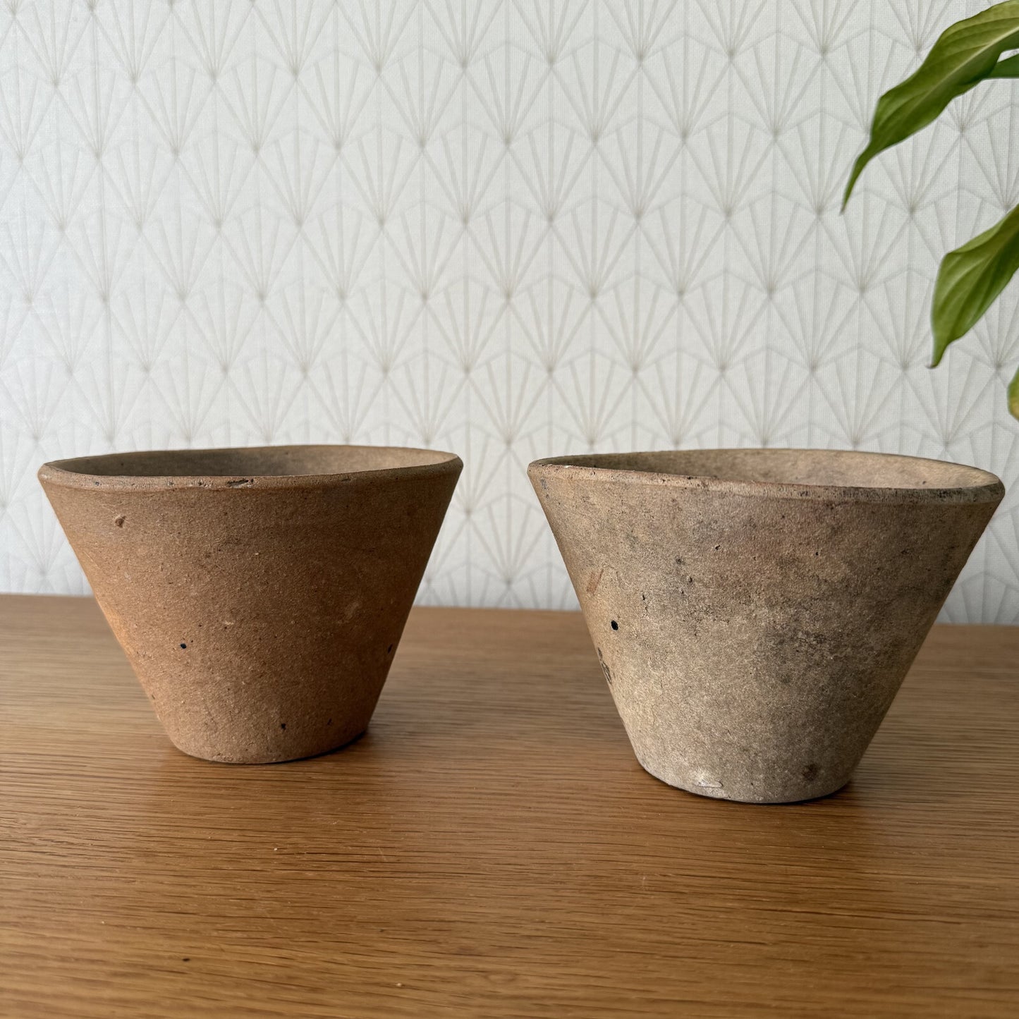 French Terracotta Planters Vintage Stoneware Pots Set of 2 1940s 2302251 Fleamarketfrance