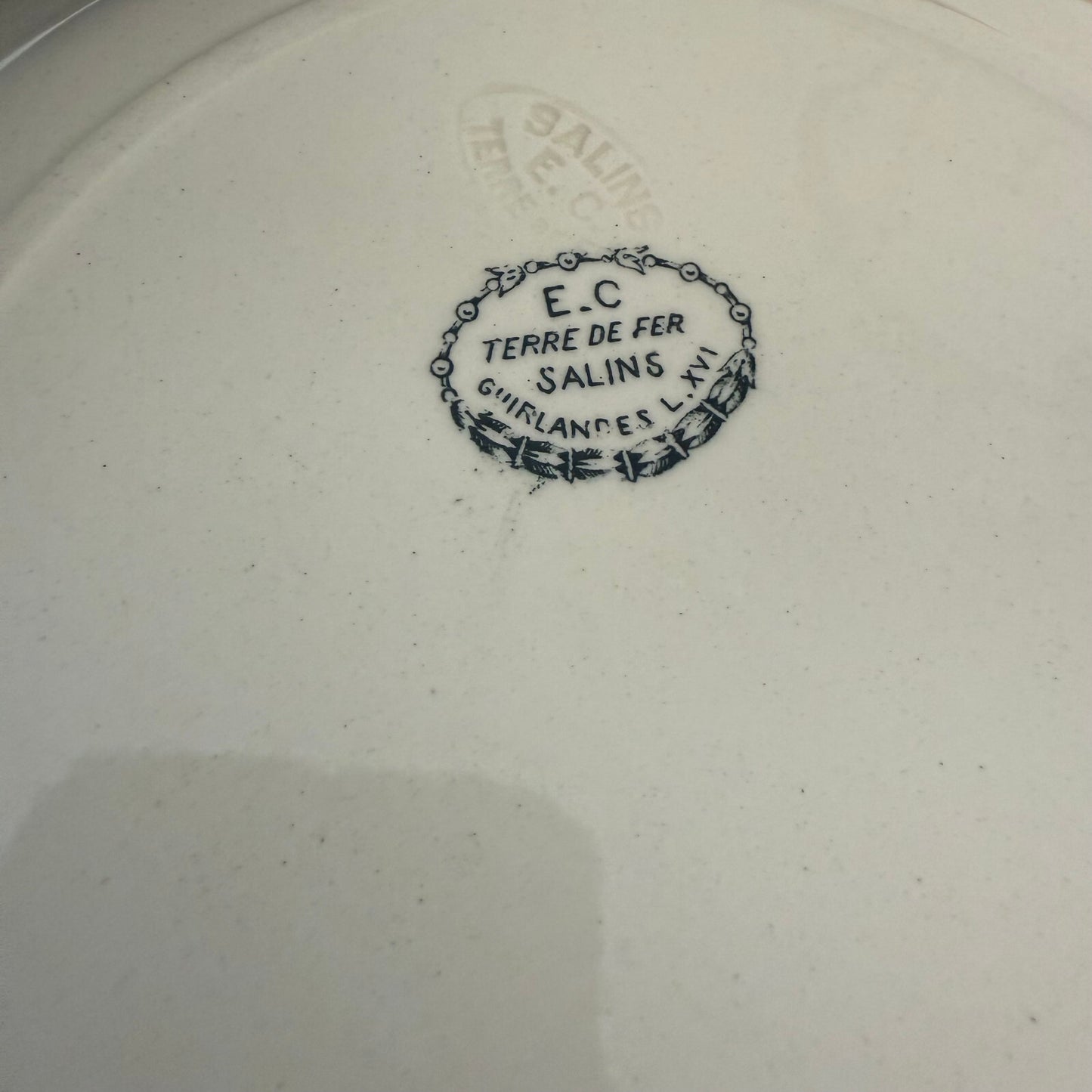 French Antique Ironstone Soup Plates Salins Louis XVI Garland 19th C 0505256 salins