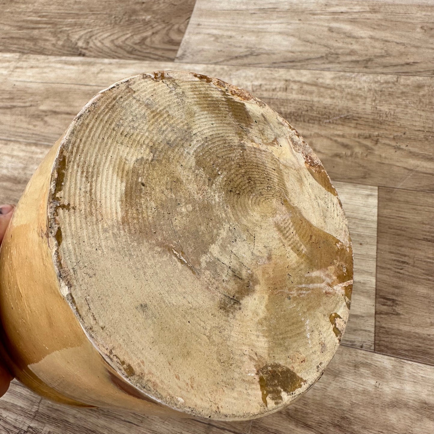 HANDMADE GLAZED YELLOW FRENCH CONFIT JAM POT SMALL TERRACOTTA 6" 13082516*