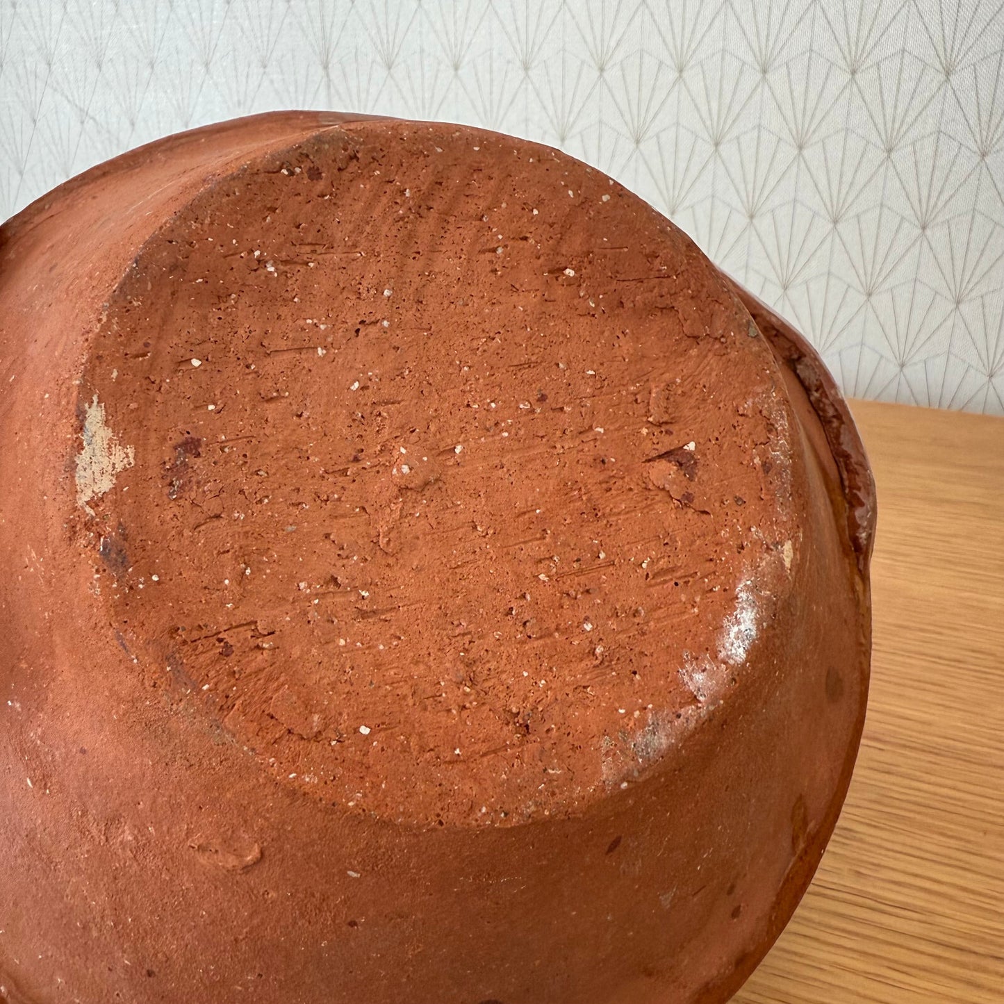 VINTAGE FRENCH GLAZED TERRACOTTA SALAD MIXING BOWL TERRINE TIAN 04062511