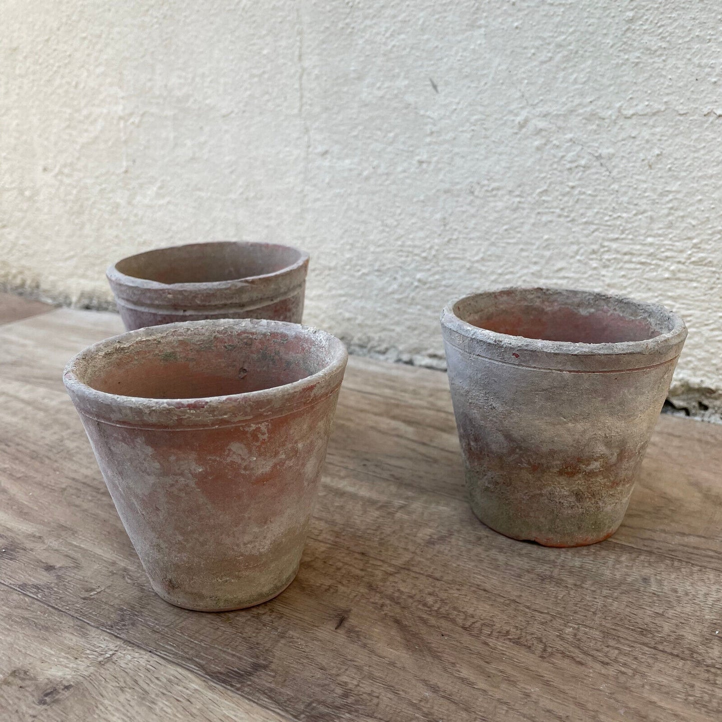 Vintage French Lot of 3 Terracotta Pots Planter Flowers 1403254 Fleamarketfrance