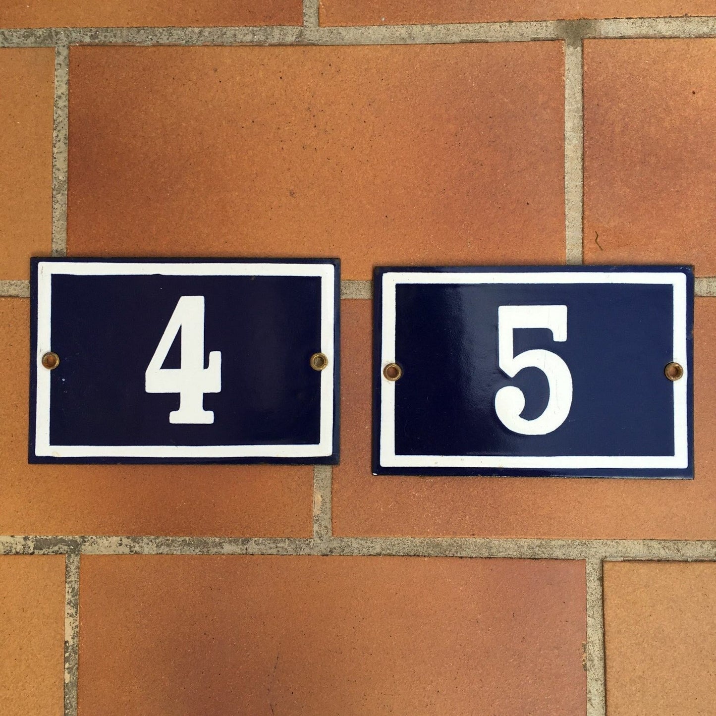 Vintage French Enamel House Numbers Street Door Signs Blue White 10x15cm 4 5 4 GIROD