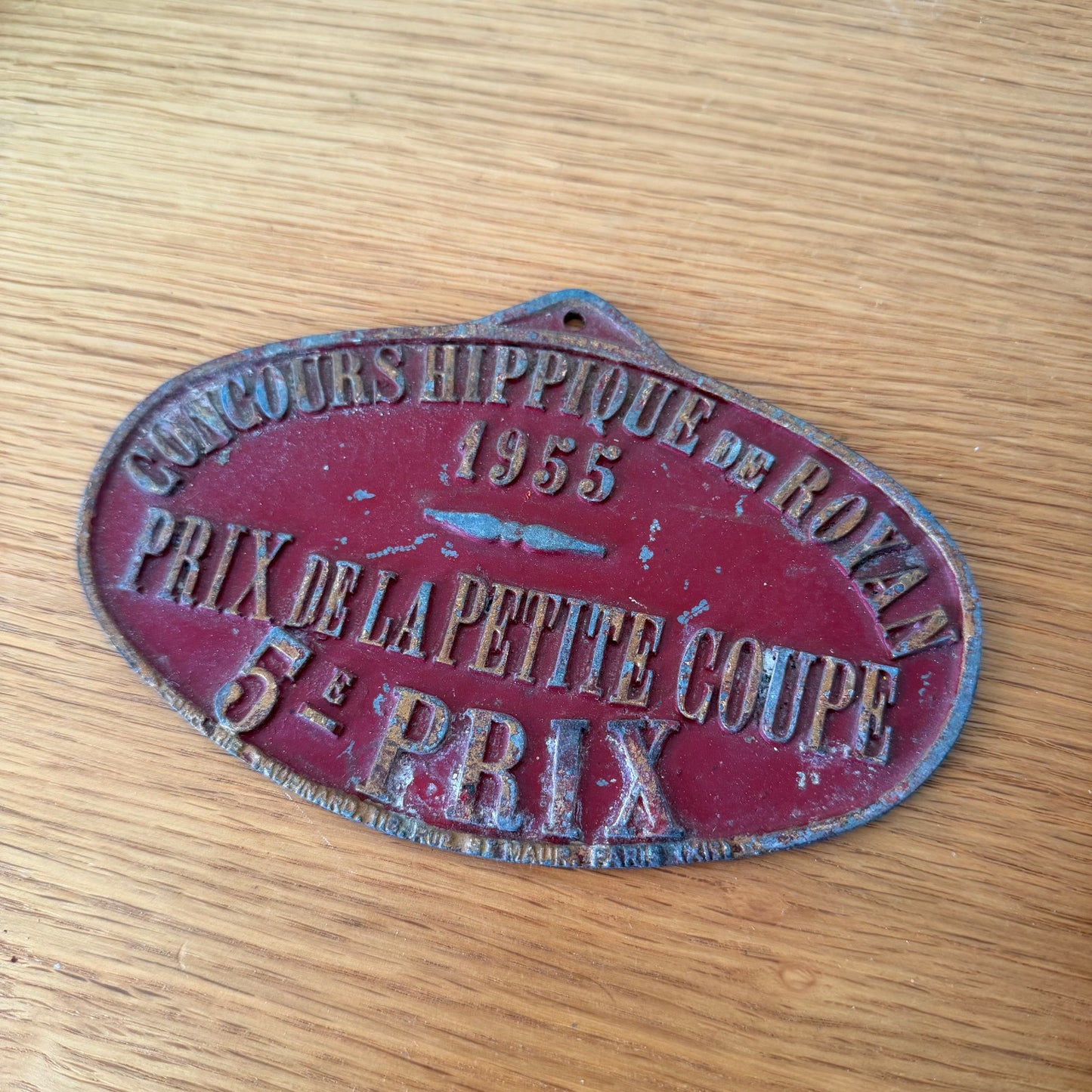 French Vintage Horse Trophy Agriculture Award Plaque 1955 Prize 0802269 Fleamarketfrance