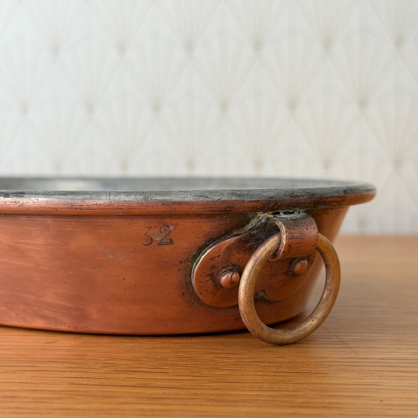 French Copper Gratin Pan Oval Vintage Professional Cookware 0405269 Unbranded