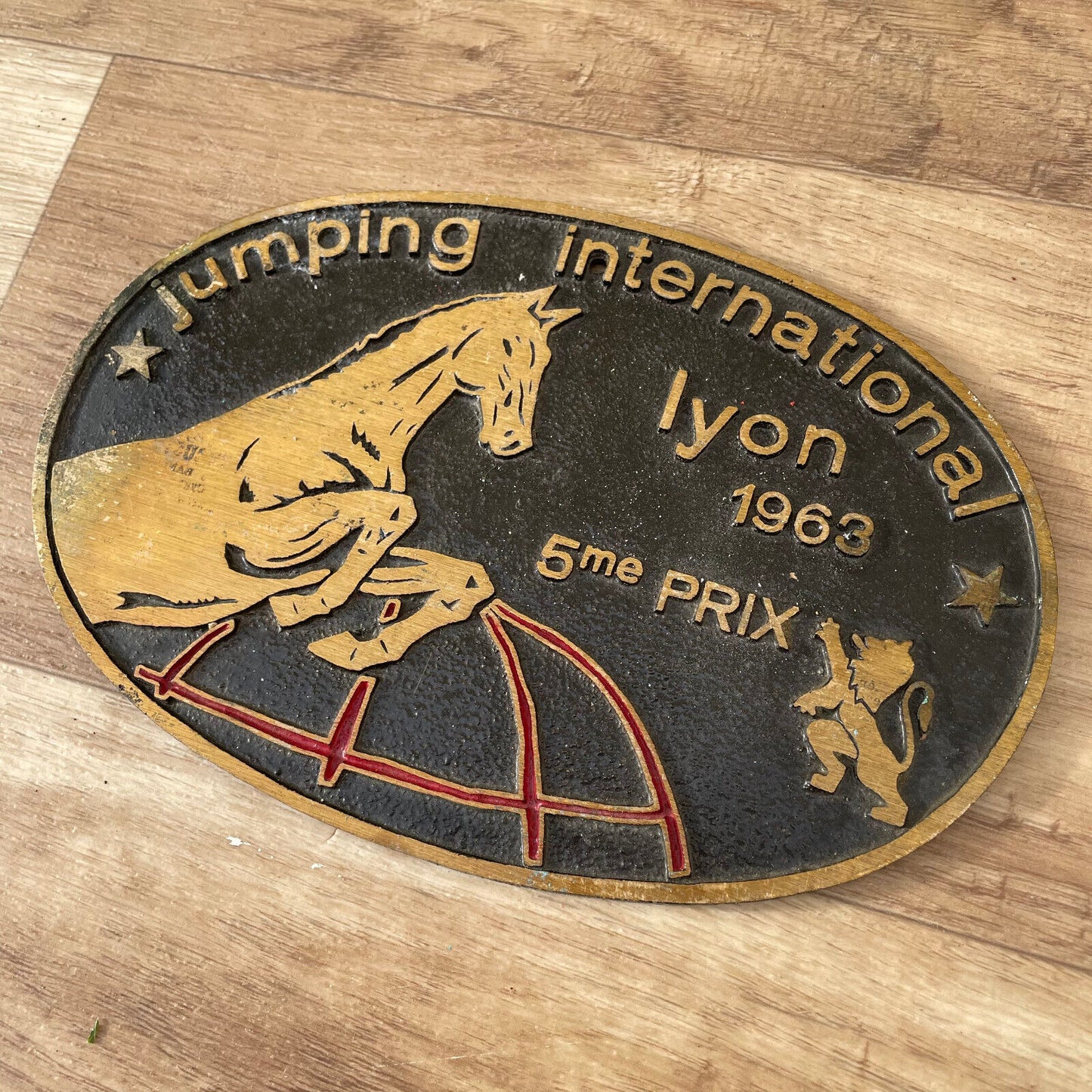 FRENCH VINTAGE AGRICULTURE PLAQUE TROPHY AWARD HORSES PRIZE SIGN 1963 11032522