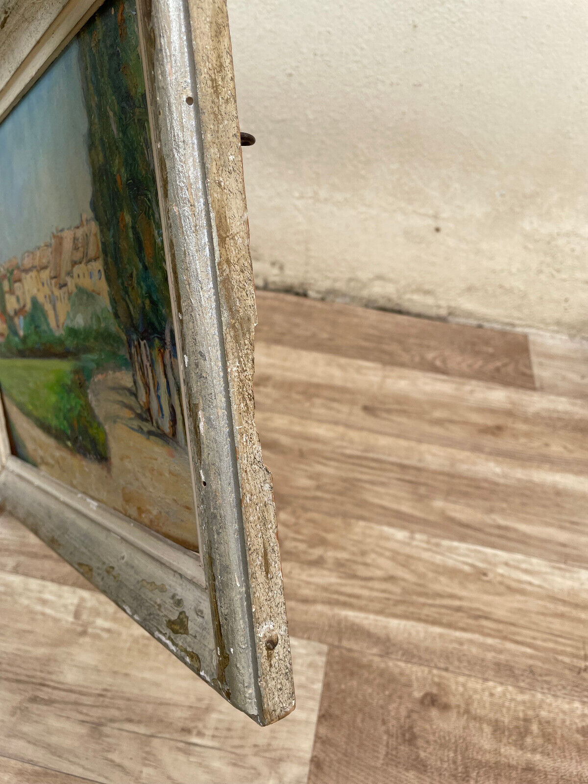 Vintage French Art Landscape Painting Campaign Village 1903251