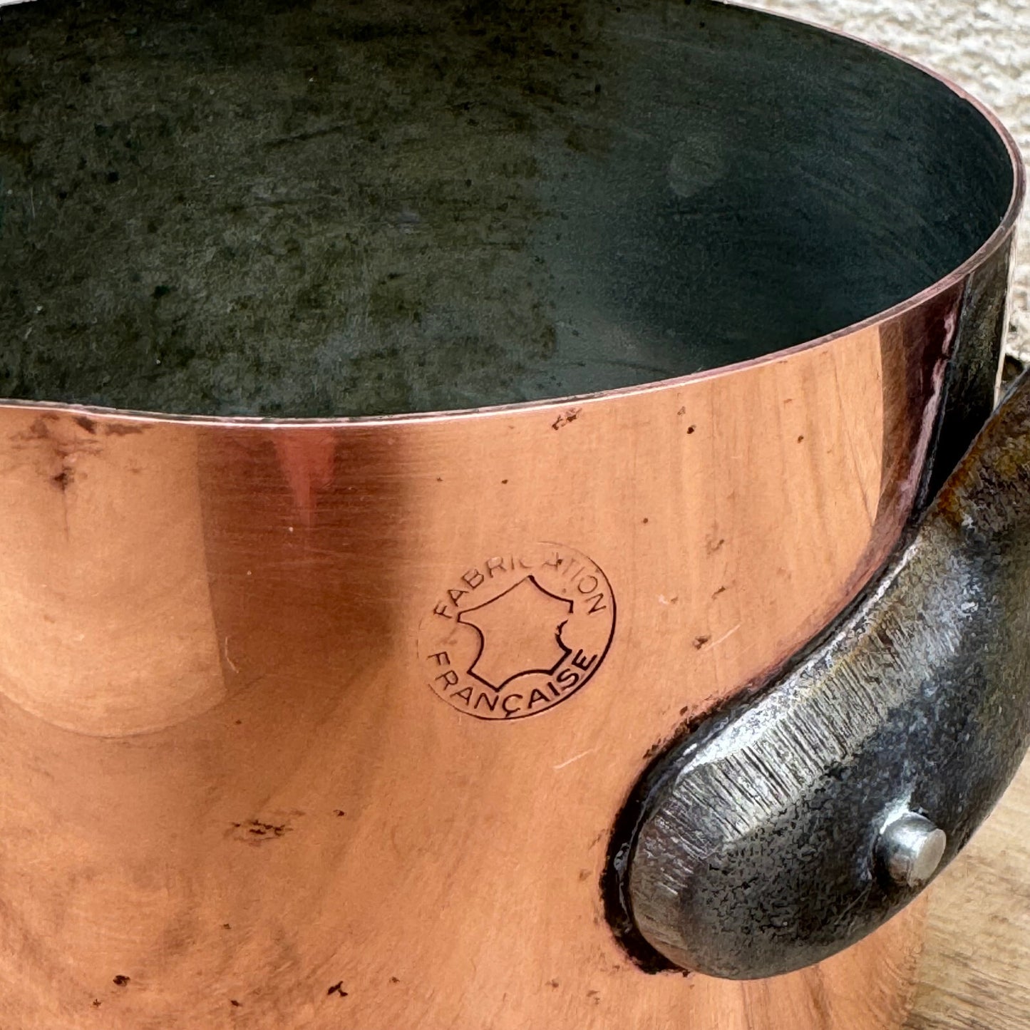 French Copper Saucepan Vintage Tin Lined Cast Iron Handle France 19092423 Fleamarketfrance
