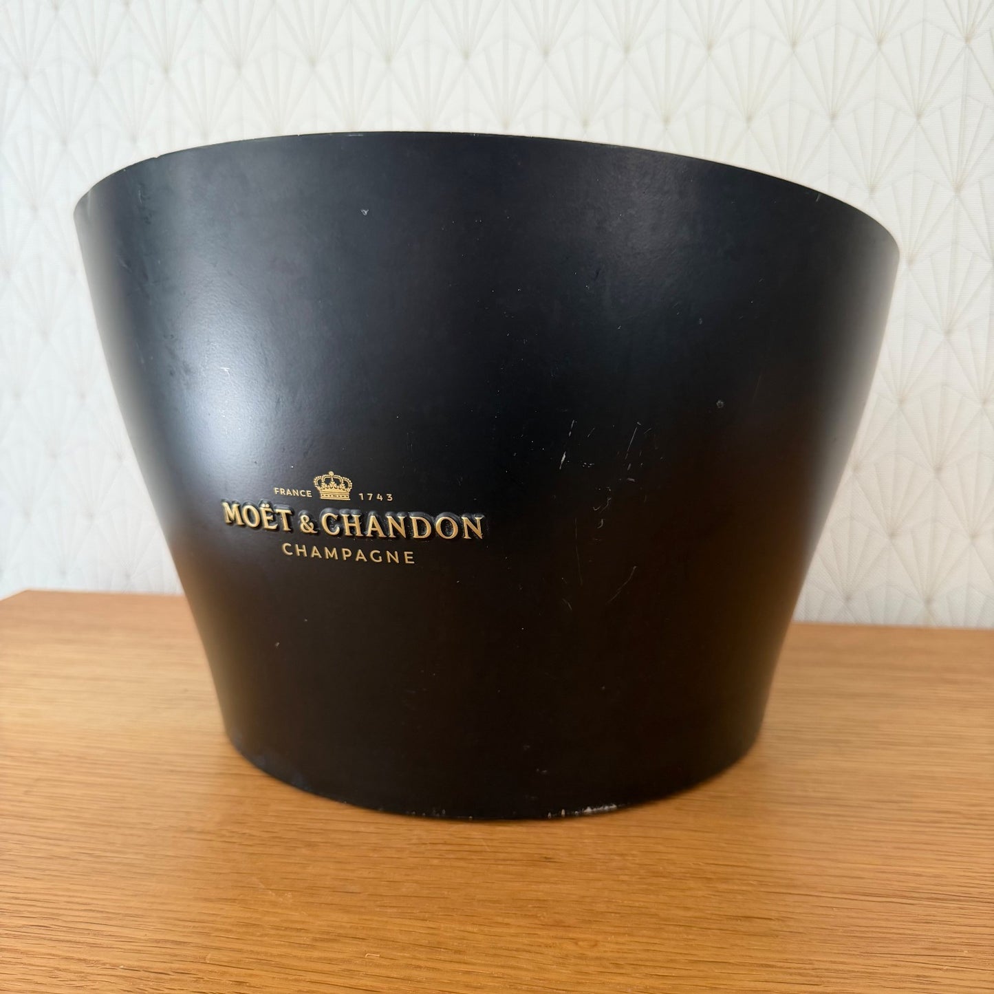 French Champagne Ice Bucket Black Metal Wine Cooler Moet chandon 04092611