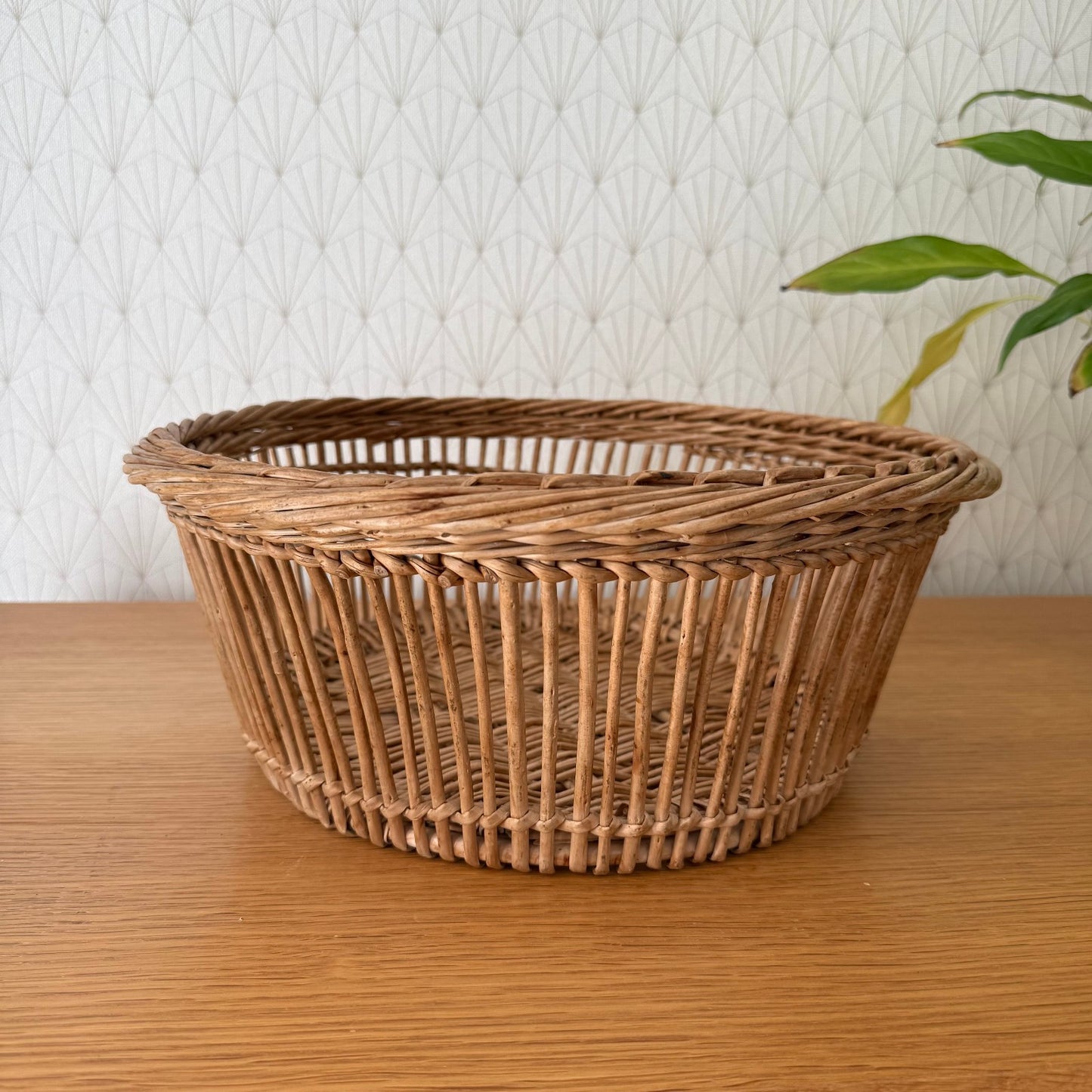 Basket Wicker Rattan Laundry Fruits House vintage french round cute 0409251 Fleamarketfrance