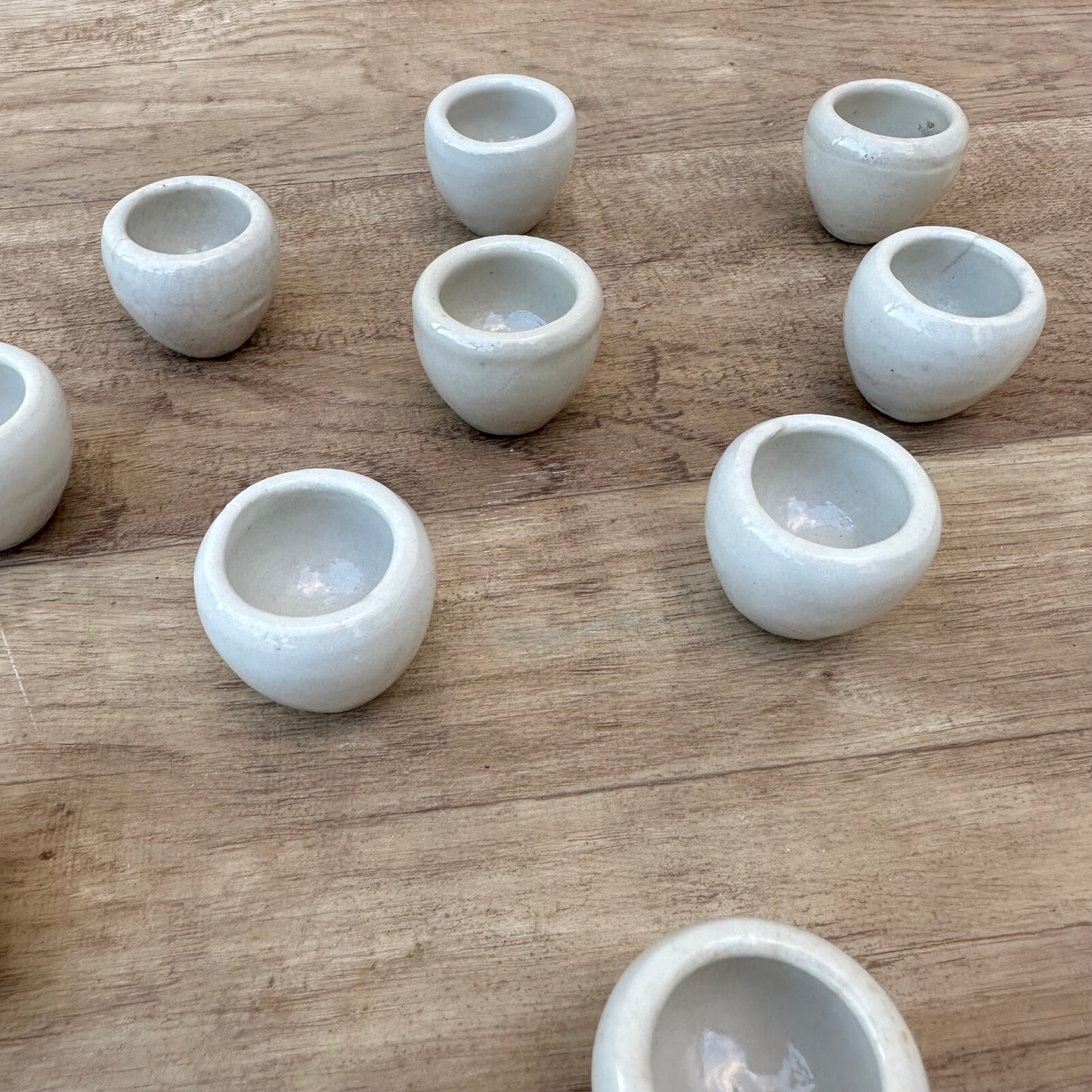French Escargot Pots Set 12 Vintage Ceramic Snail Cups Pinch Bowls 1111242 Unbranded