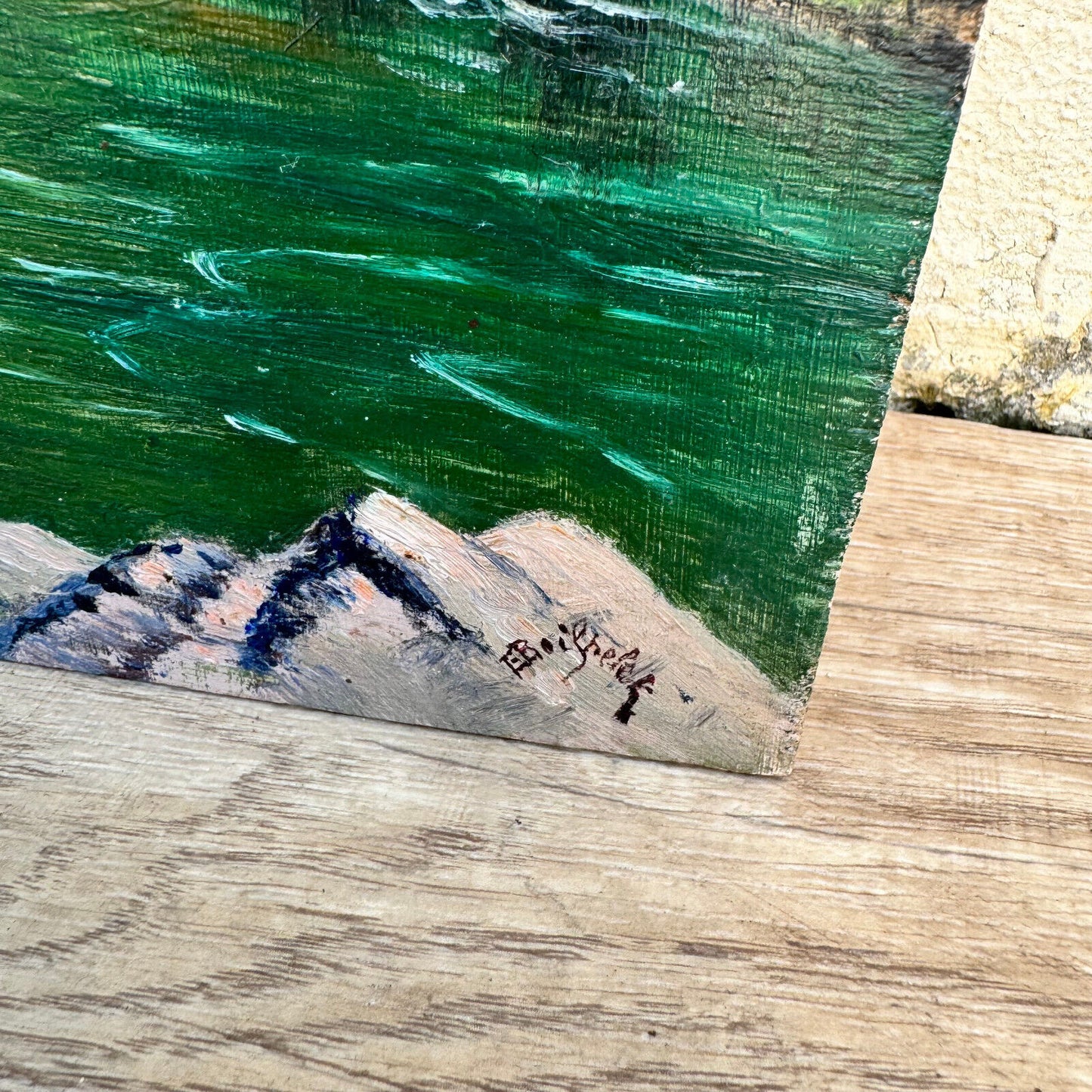 VINTAGE FRENCH OIL PAINTING provencal ardeche landscape SIGNED 0706247 - Fleamarketfrance