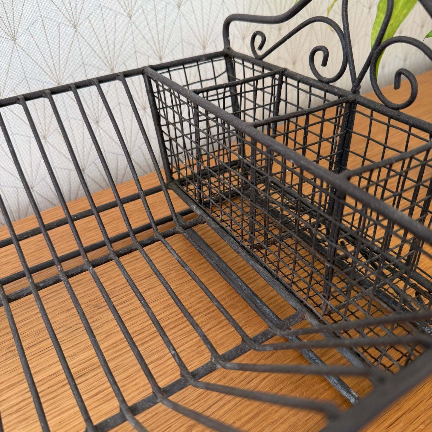 Vintage French Black Wrought Iron Dish Drying Rack Kitchen Farmhouse 10062616 Unbranded