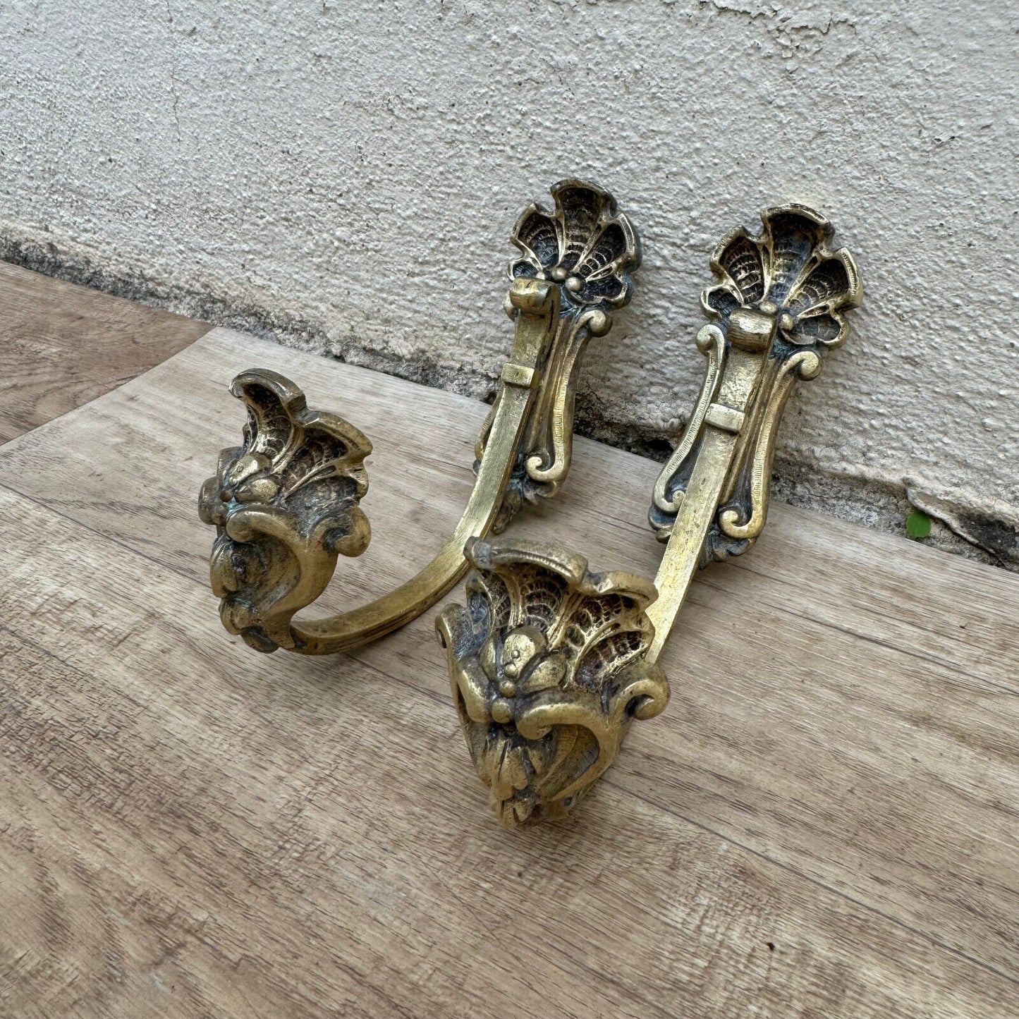 Vintage French Pair of Brass Curtains Tiebacks hooks for Window Drapes 1909241 Fleamarketfrance