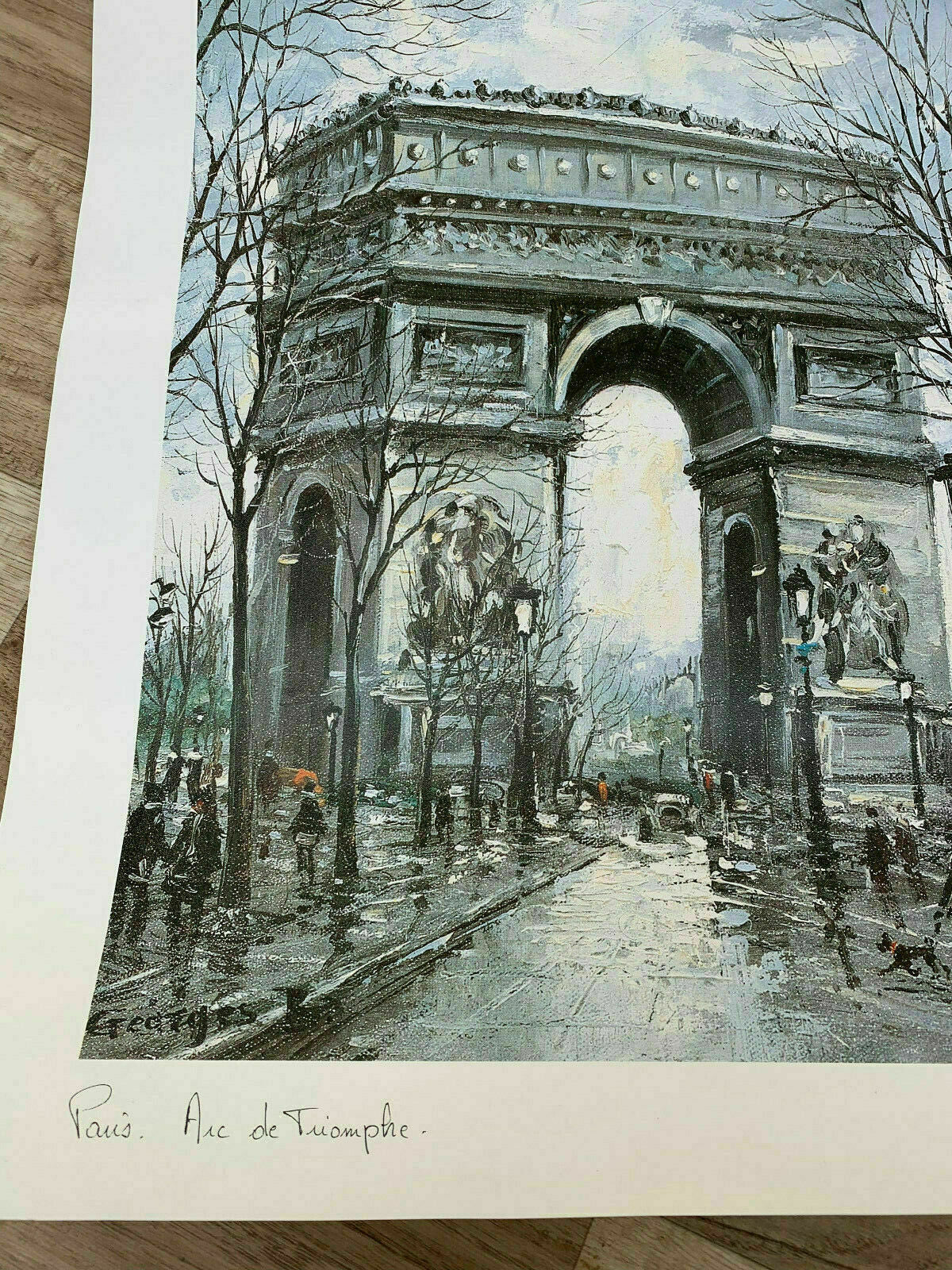 Vintage French Paris Arc de Triomphe Print Monument Poster 44x52cm 15071914 Fleamarketfrance