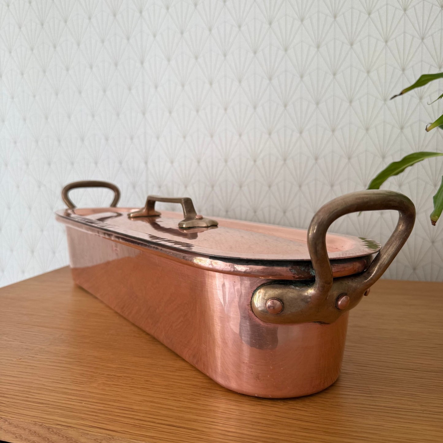 French Copper Fish Kettle Poacher Villedieu Brass Handles Vintage 1209254 Fleamarketfrance : French vintage and antique decor
