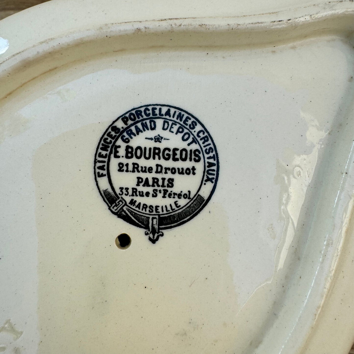 French tureen Bourgeois Paris earthenware flowers fruits bowl 09072415 Fleamarketfrance