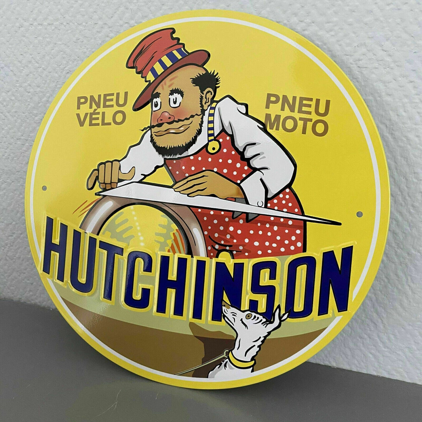 Vintage French Tire Sign Hutchinson Metal Automobilia Collectible 2509207 Hutchinson