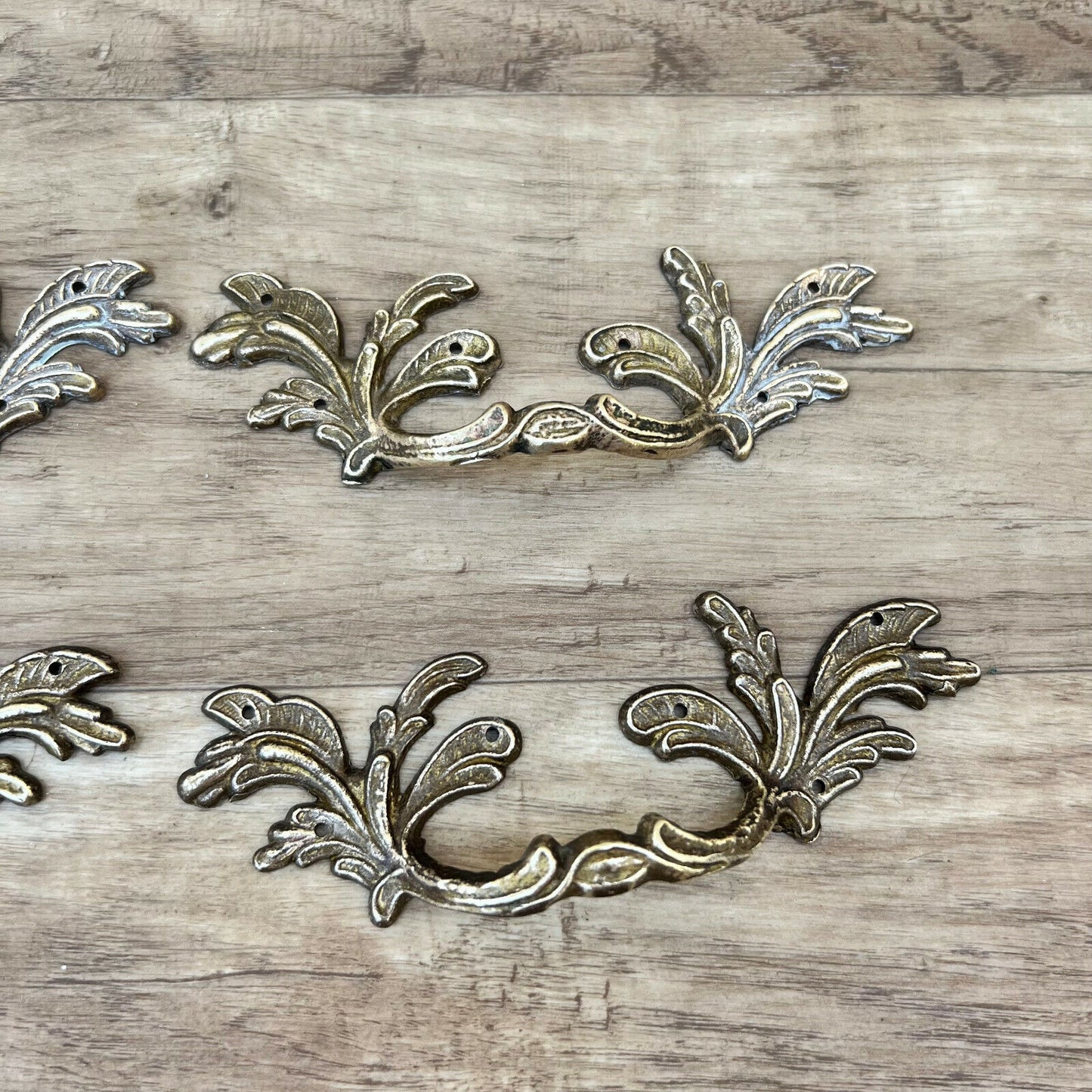 5" French Provincial drawer pulls Shabby Chic Handle Brass Lot of 4 2305228 Fleamarketfrance