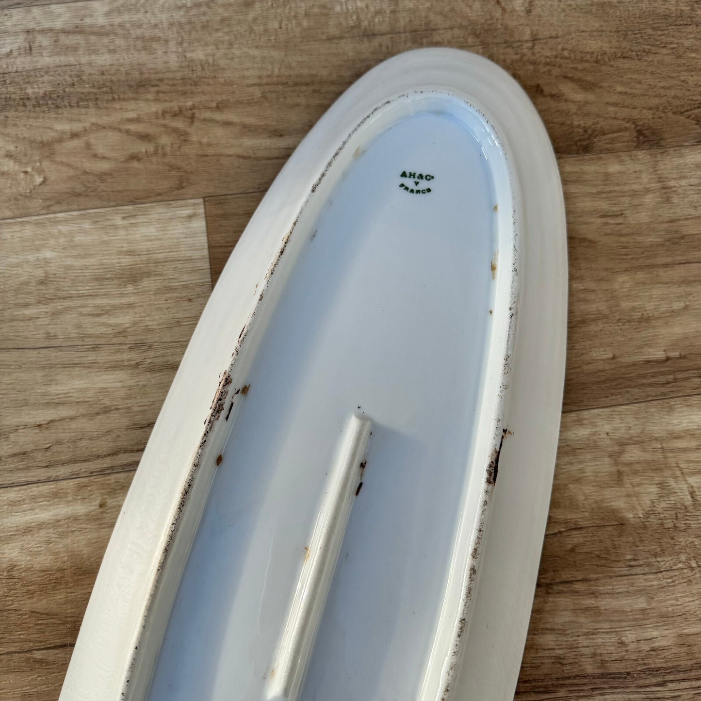 Antique French Ironstone Platter White Oval Serving Dish 19.75" 0911234 Unbranded